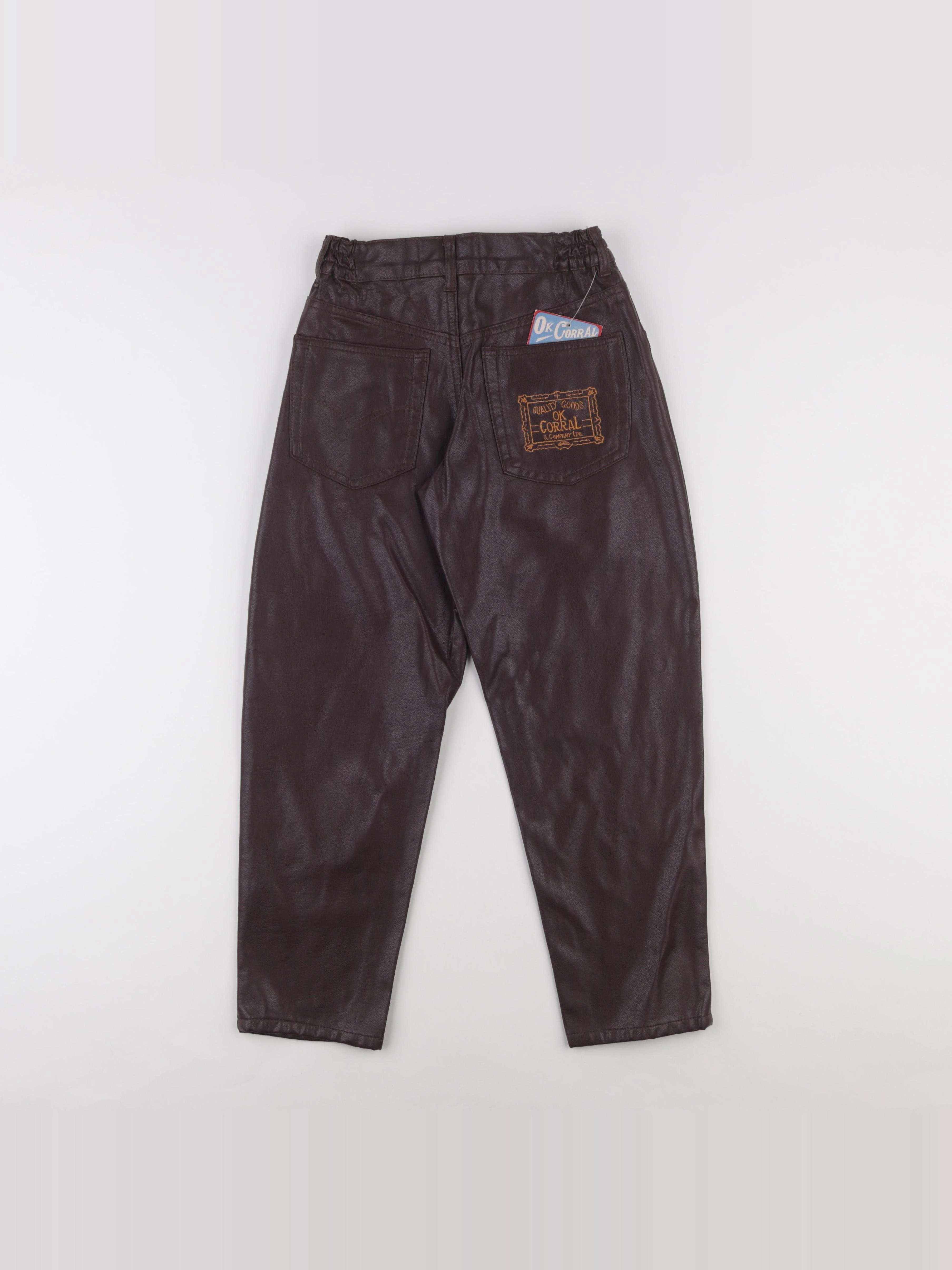 Vintage - pantalon marron simili cuir (état neuf) - 8 ans