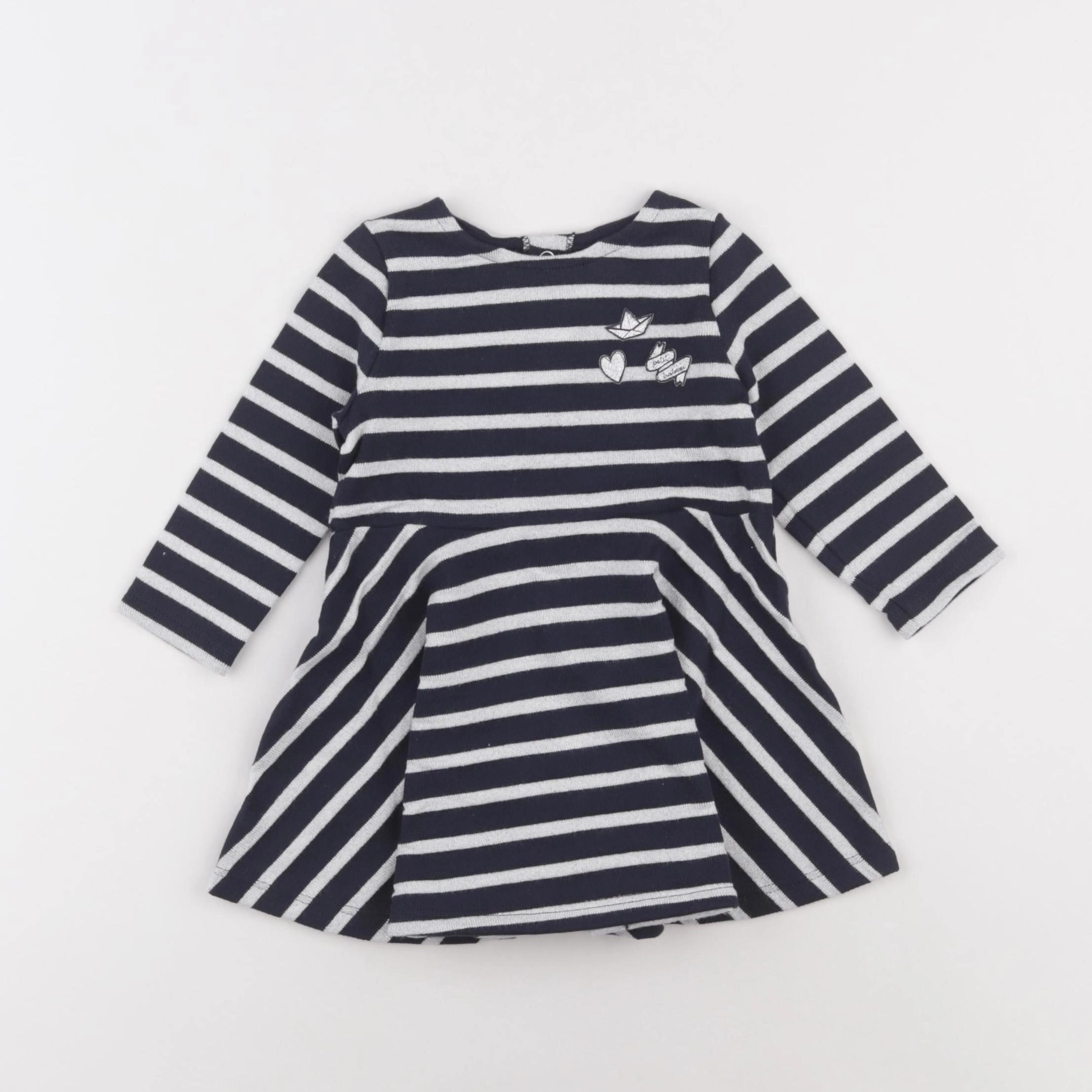 Petit Bateau - robe bleu - 6 mois