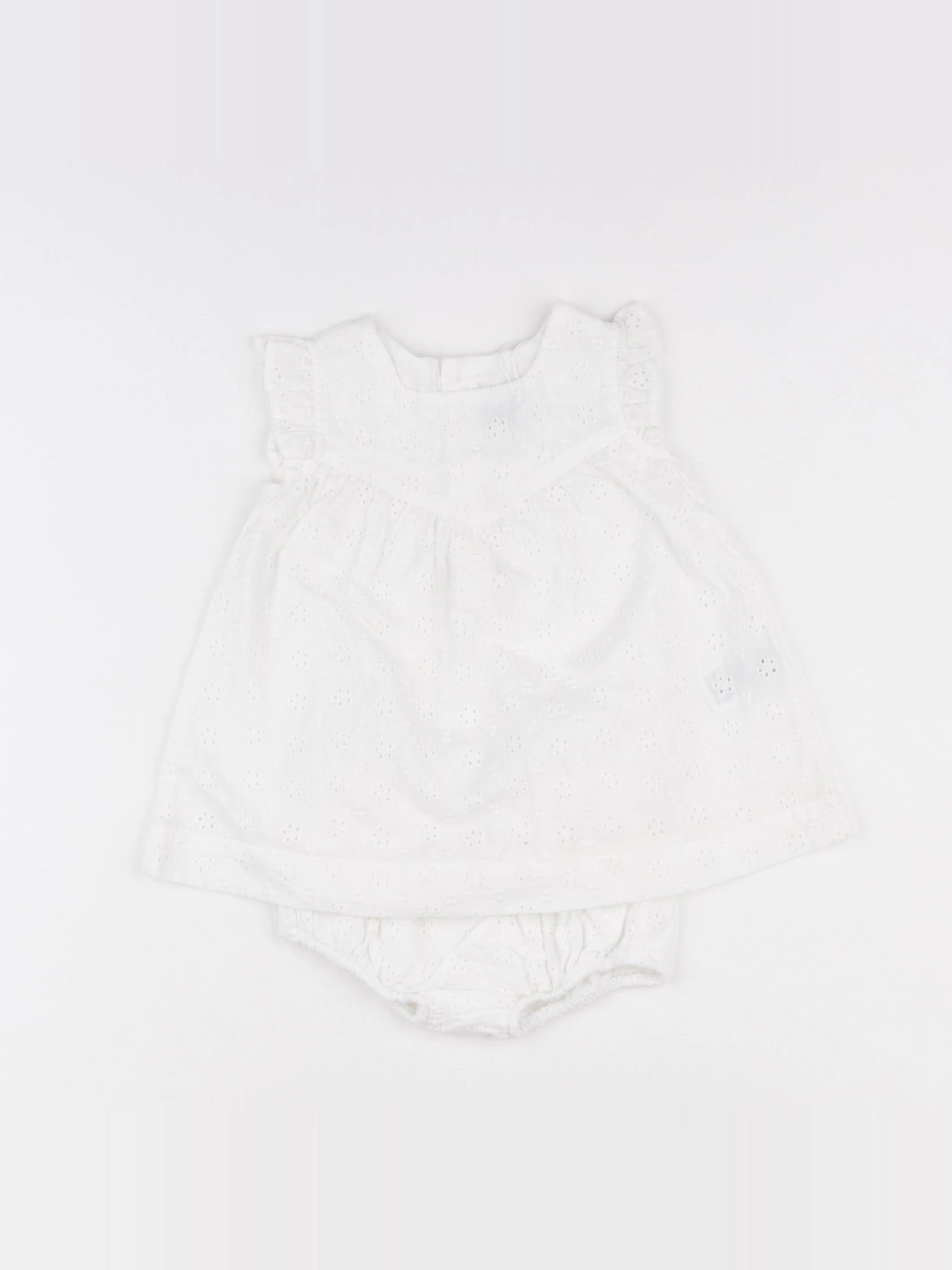 Petit Bateau - robe blanc - 3 mois