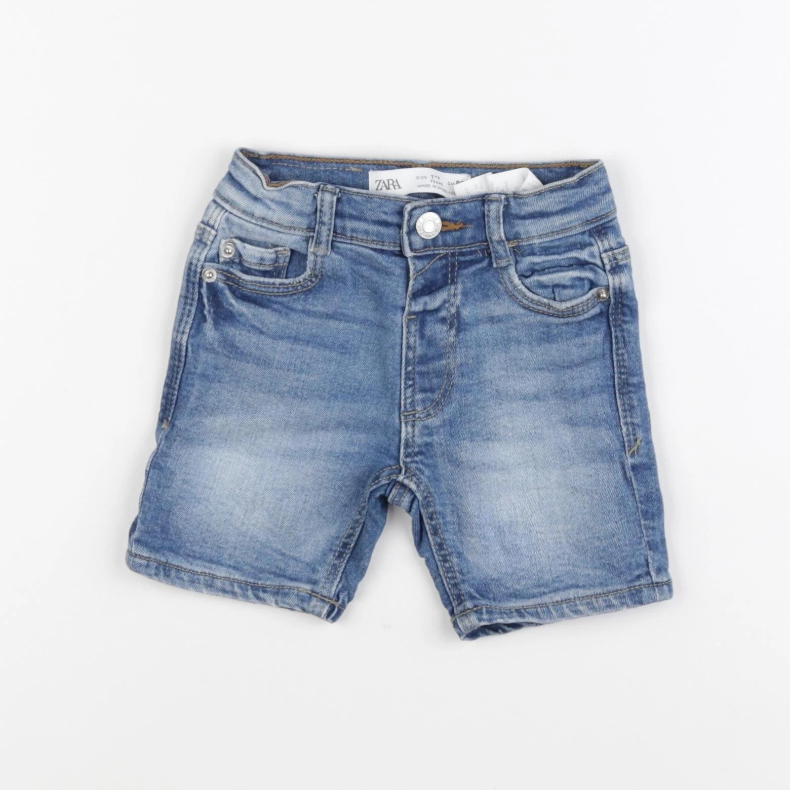 Zara - short bleu - 12/18 mois