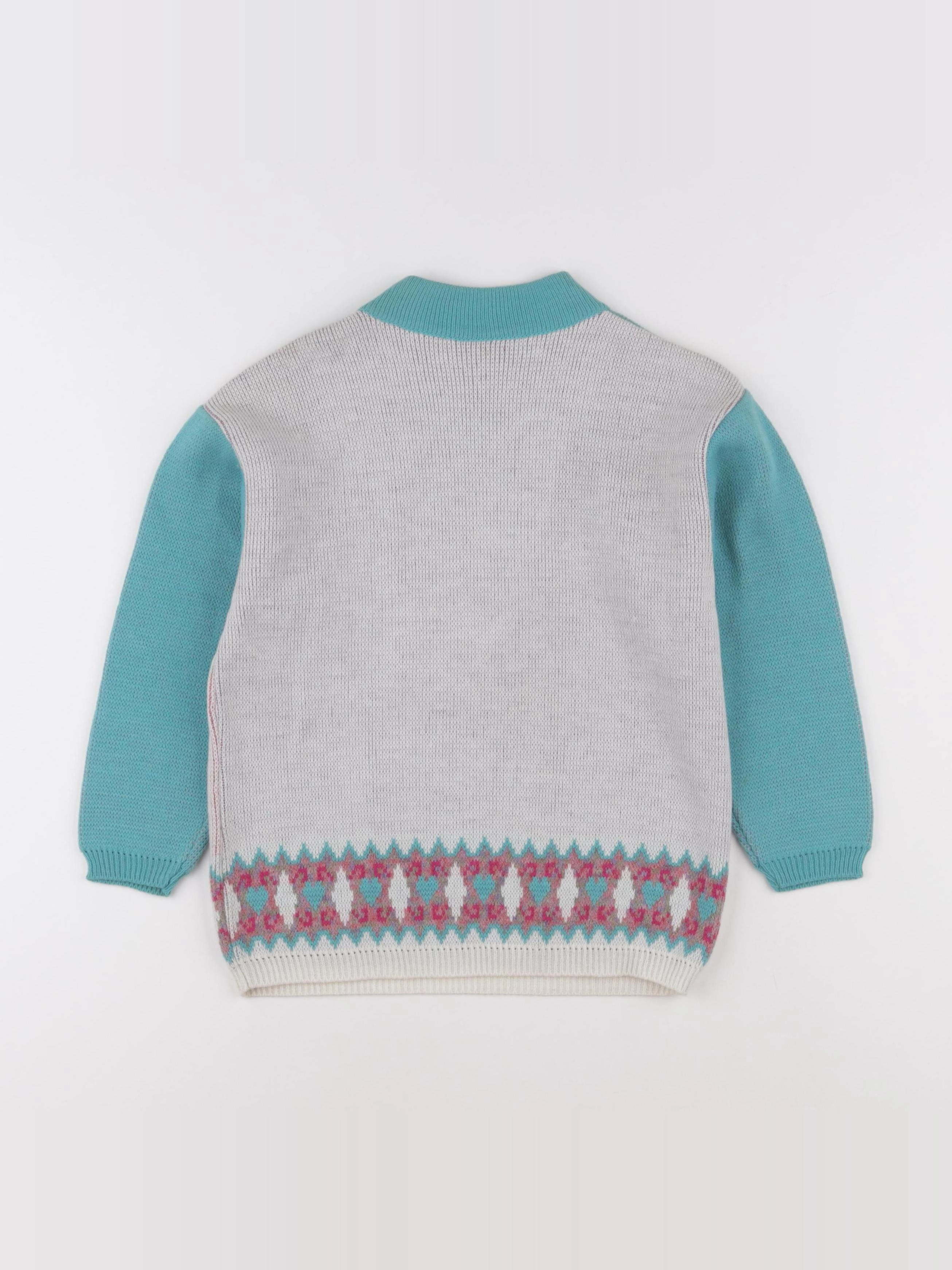 Vintage - pull vert, blanc - 4 ans