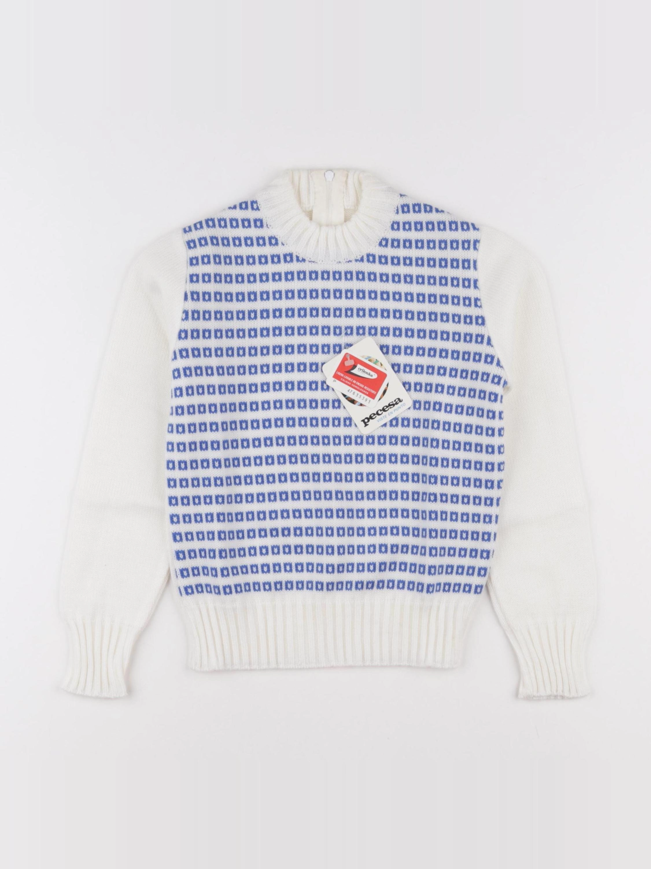 Vintage - pull bleu, blanc - 6 ans