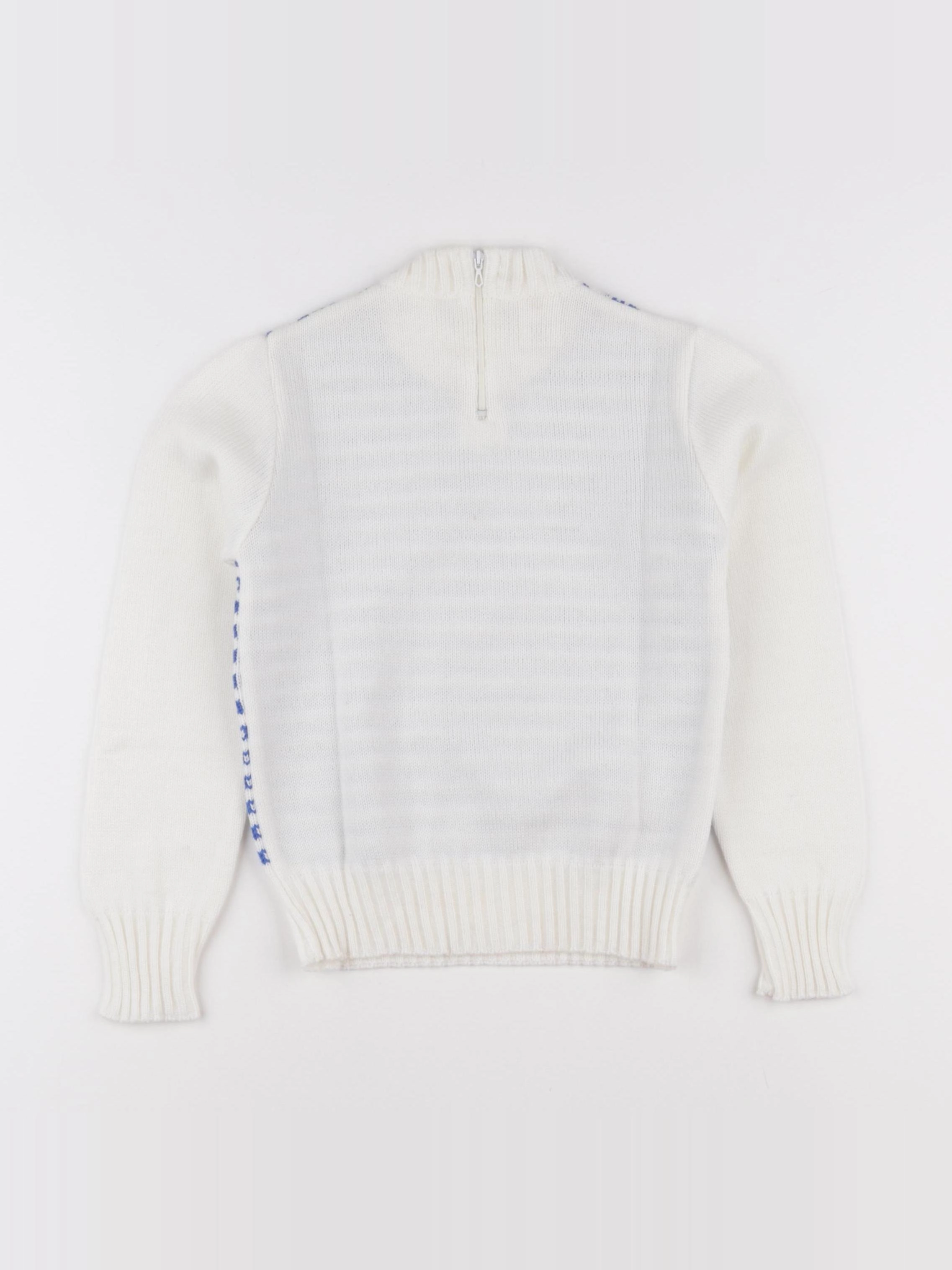 Vintage - pull bleu, blanc - 8 ans