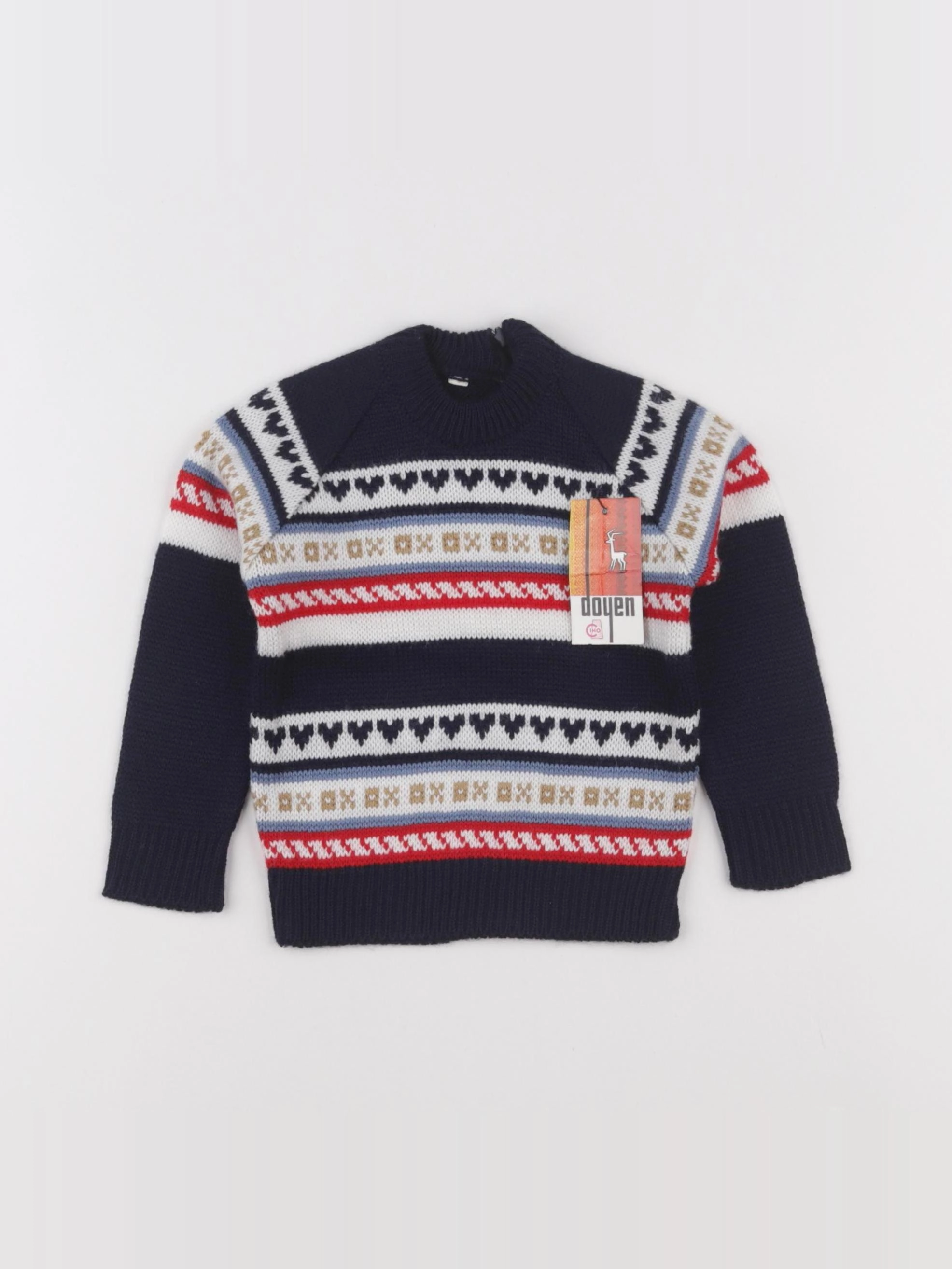Vintage - pull bleu, blanc - 2 ans