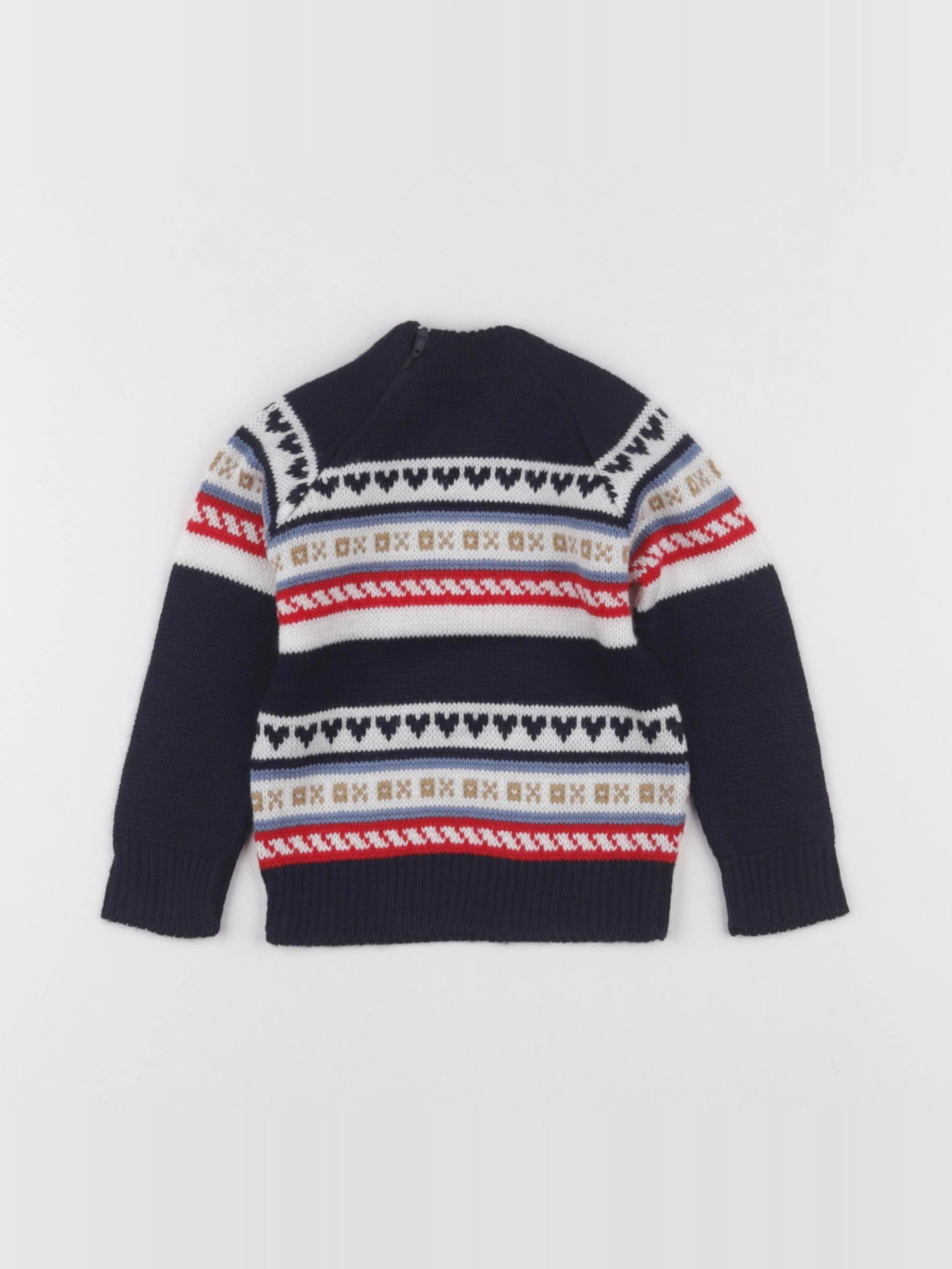 Vintage - pull bleu, blanc - 2 ans