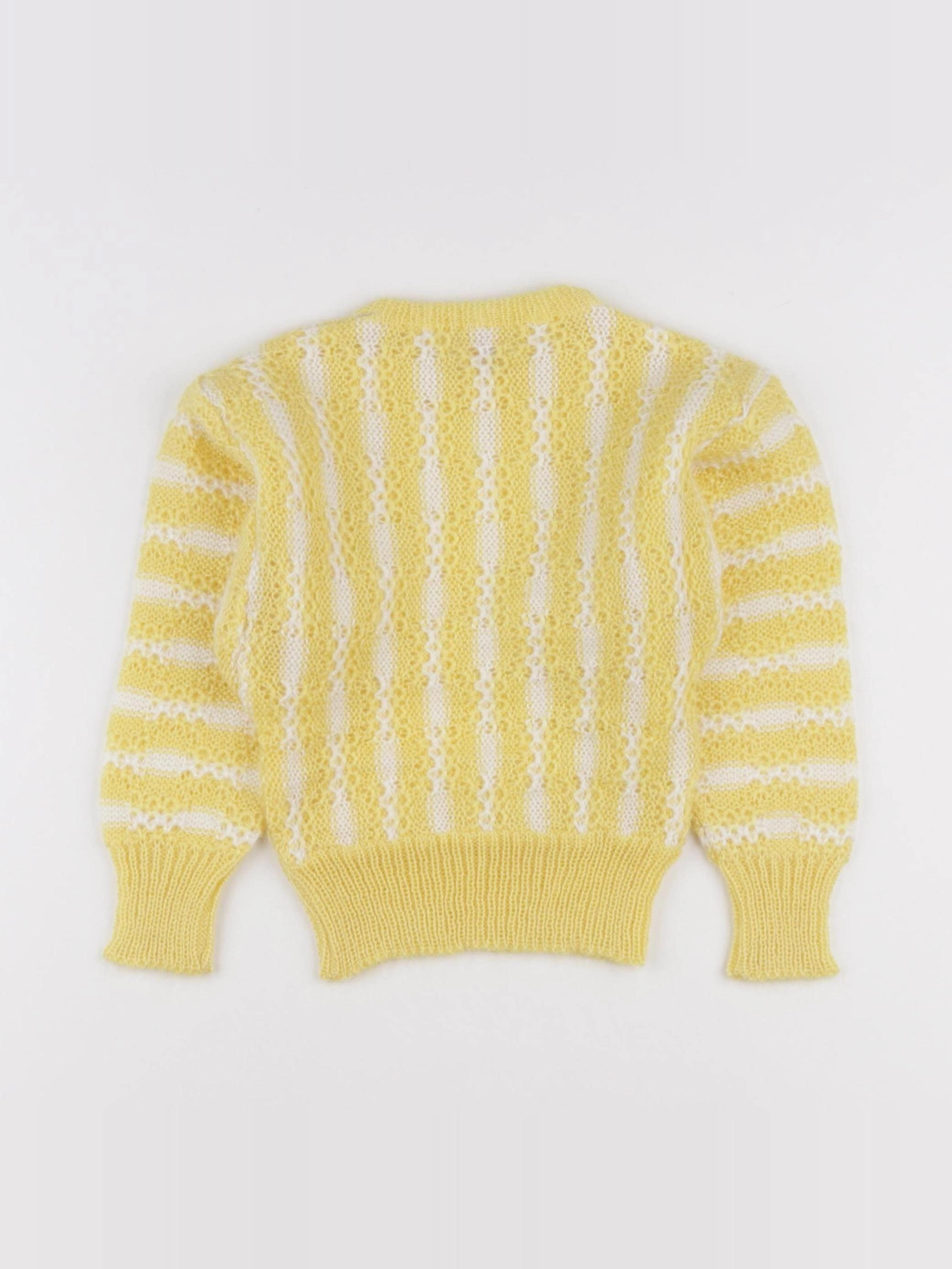 Vintage - pull jaune, blanc - 4 ans