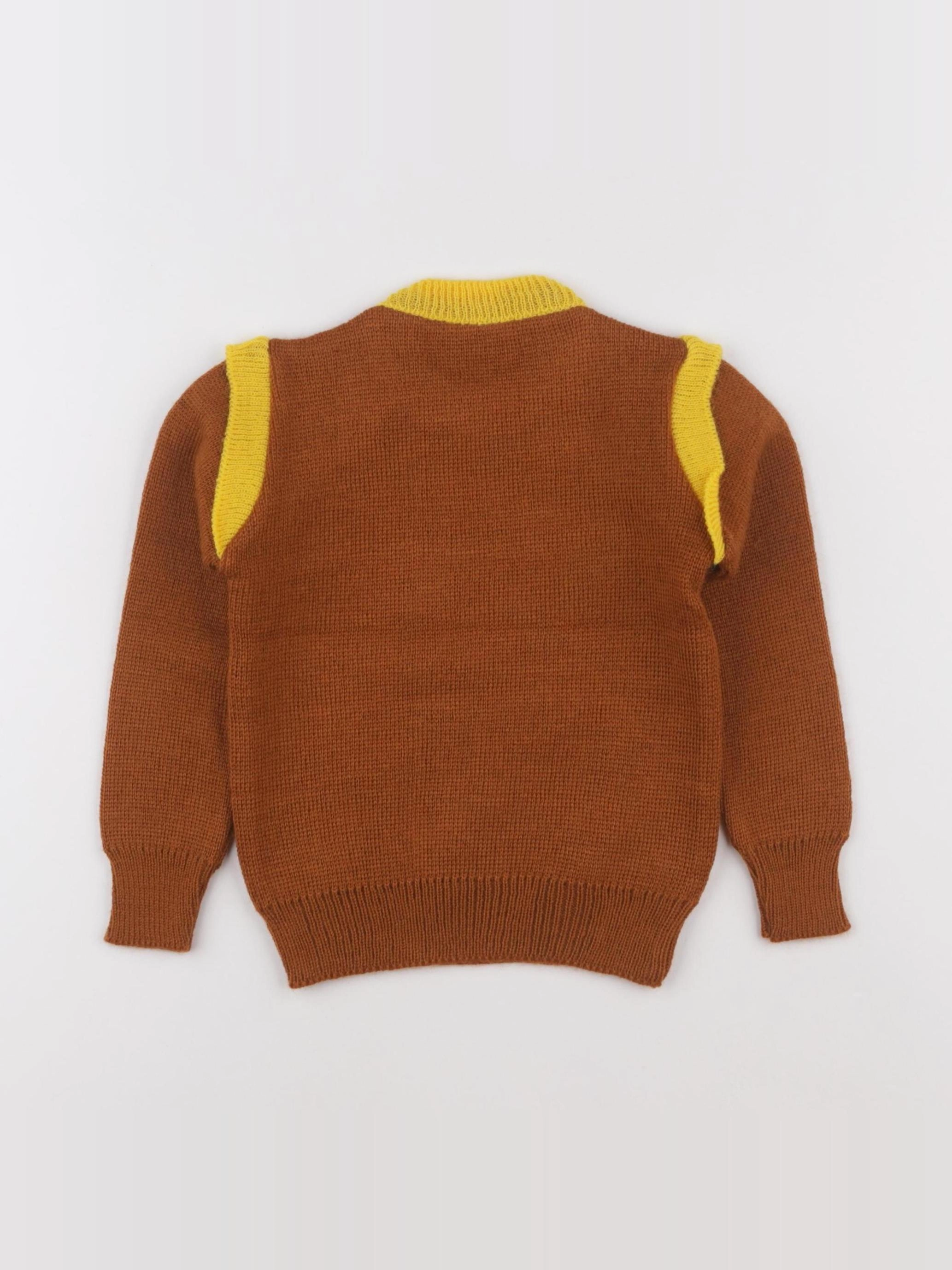 Vintage - pull jaune, marron - 2 ans