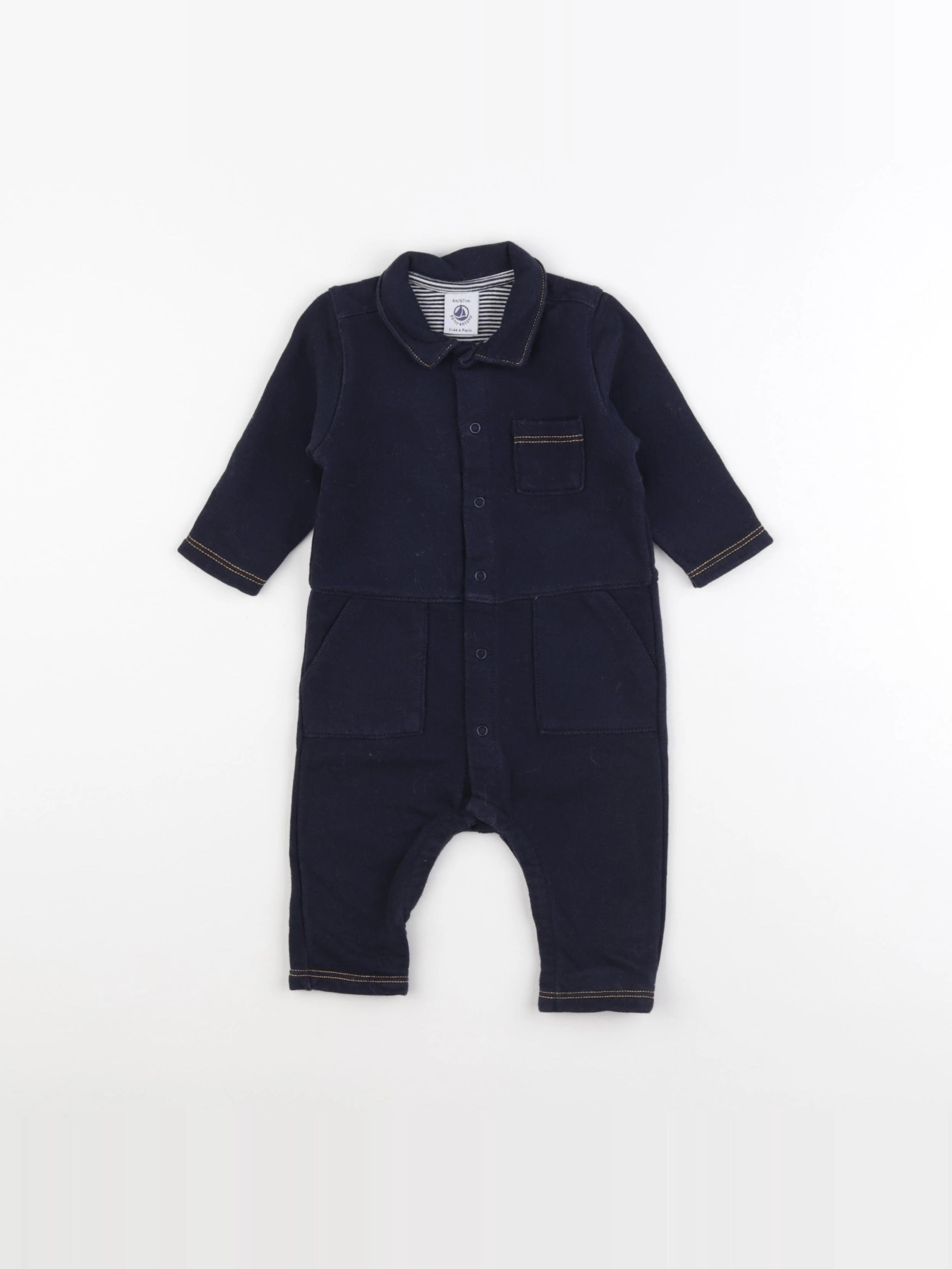 Petit Bateau - combinaison bleu - 6 mois
