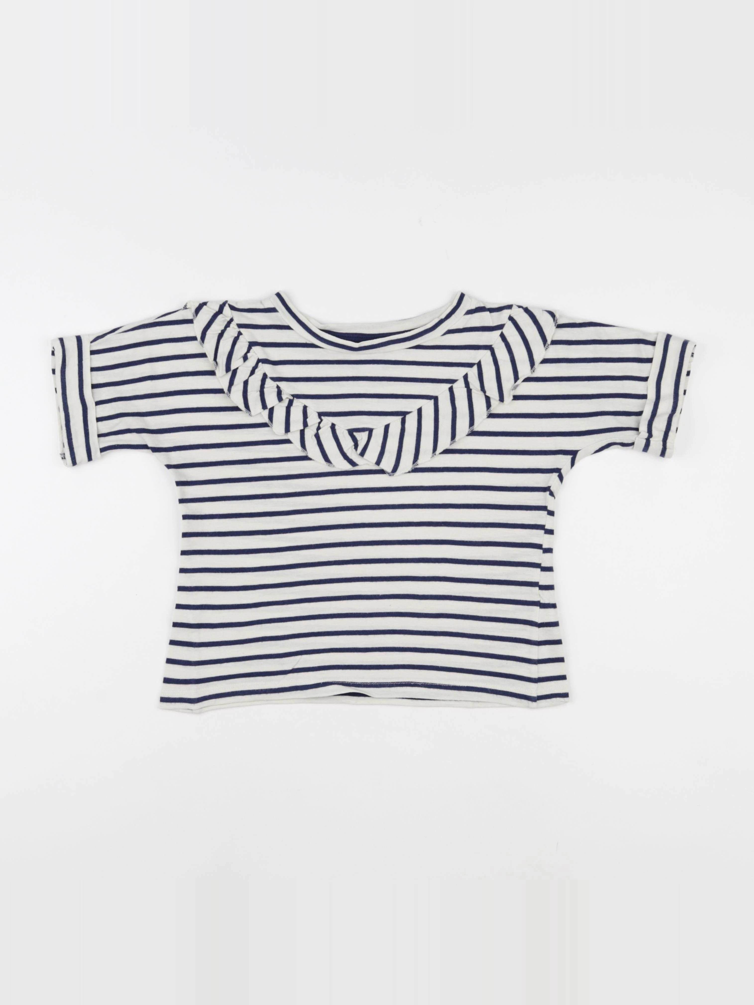 Petit Bateau - tee-shirt blanc, bleu - 8 ans