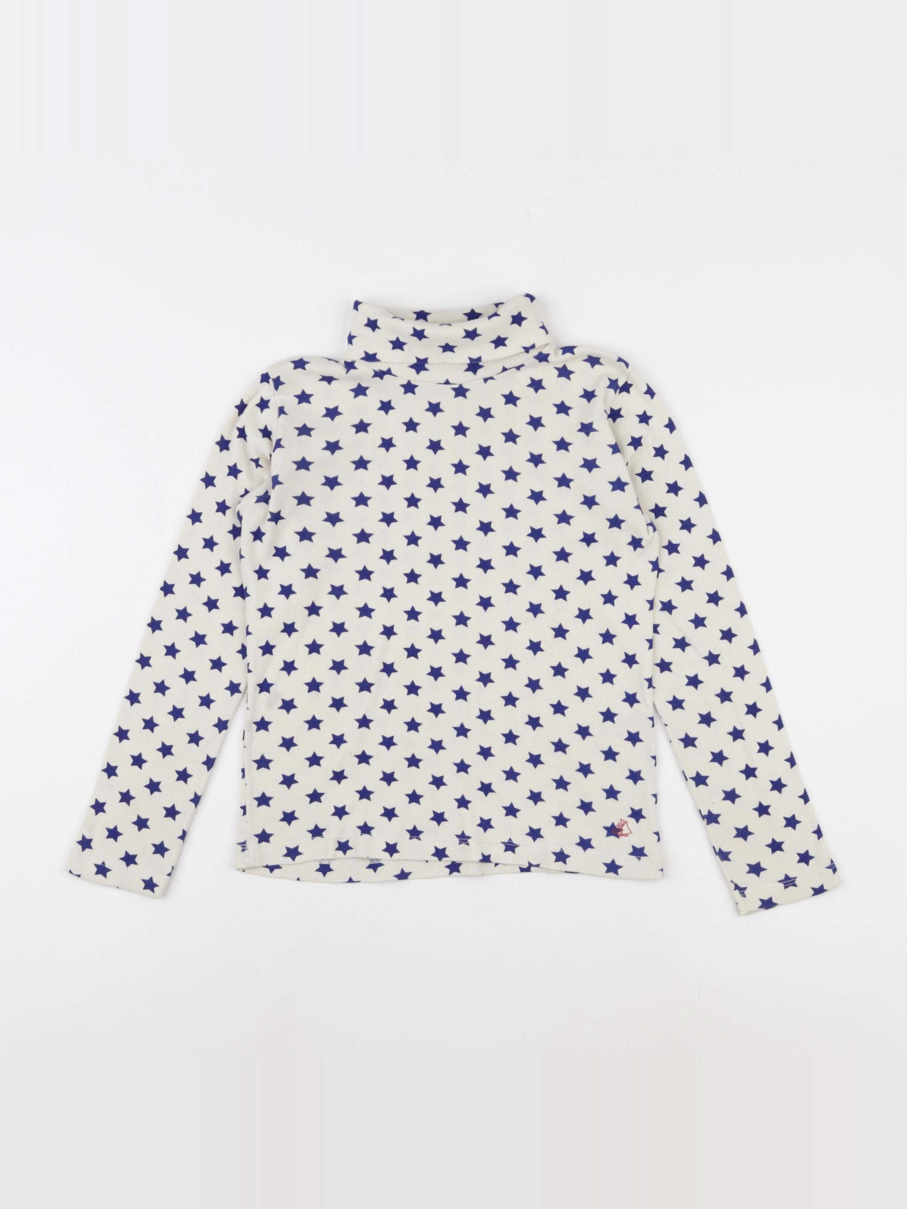 Petit Bateau - sous-pull bleu, blanc - 8 ans