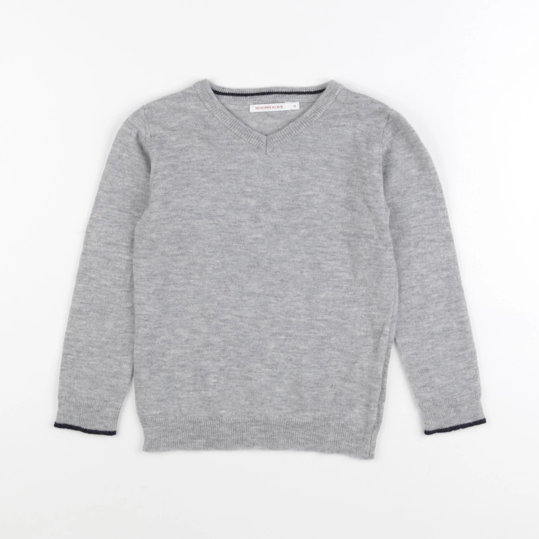 Monoprix - pull gris - 5 ans