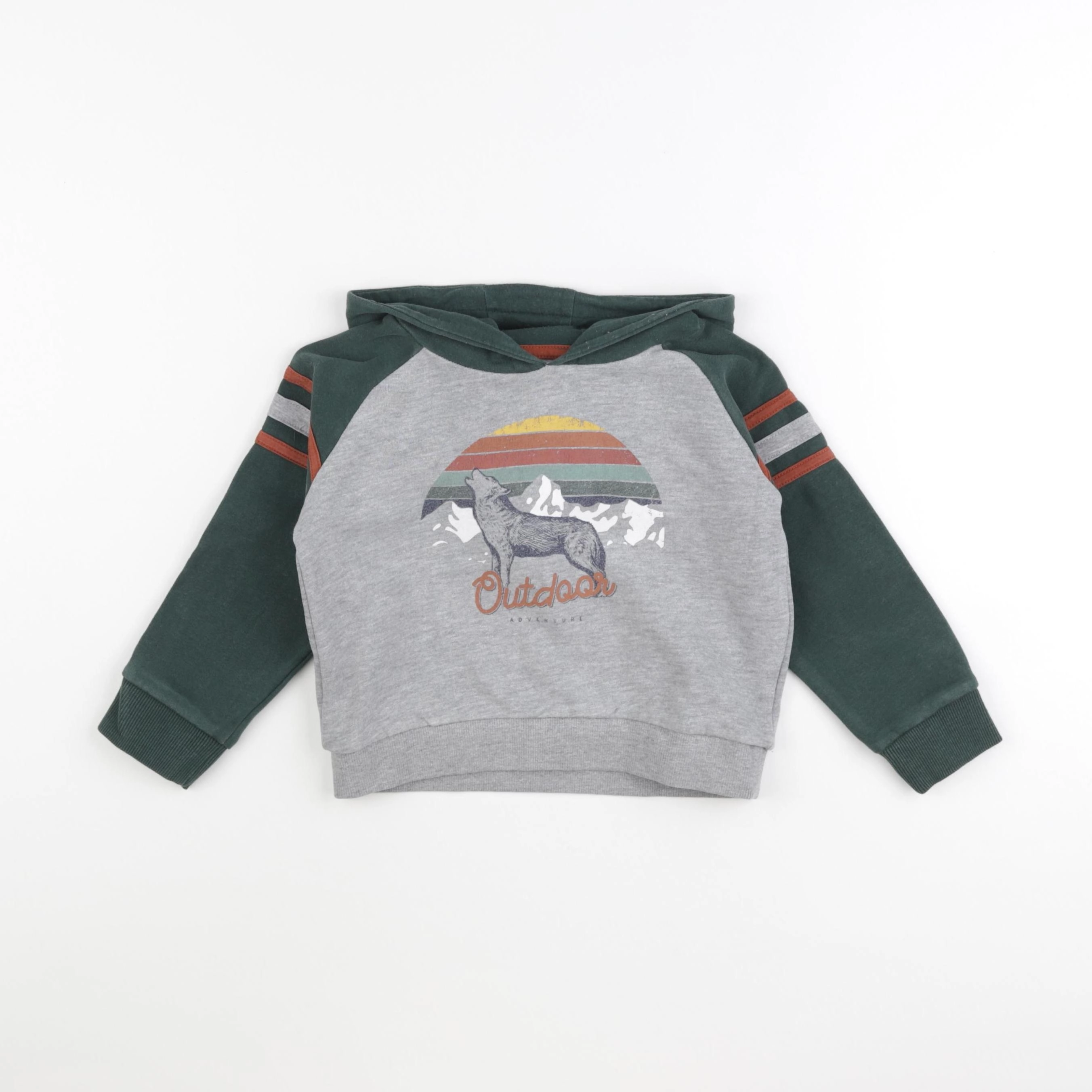 Vertbaudet - sweat gris, vert - 4 ans