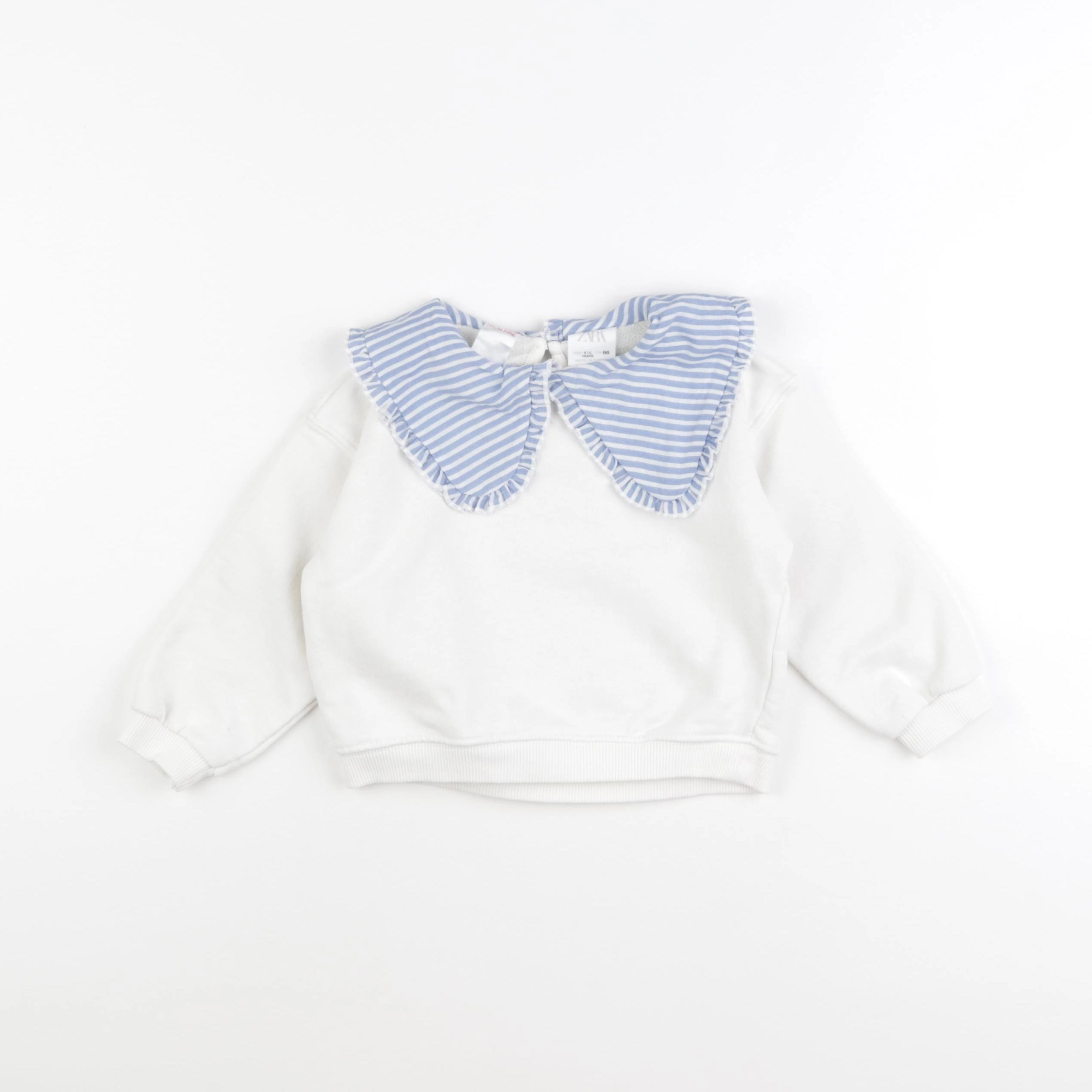 Zara - sweat blanc, bleu - 18/24 mois