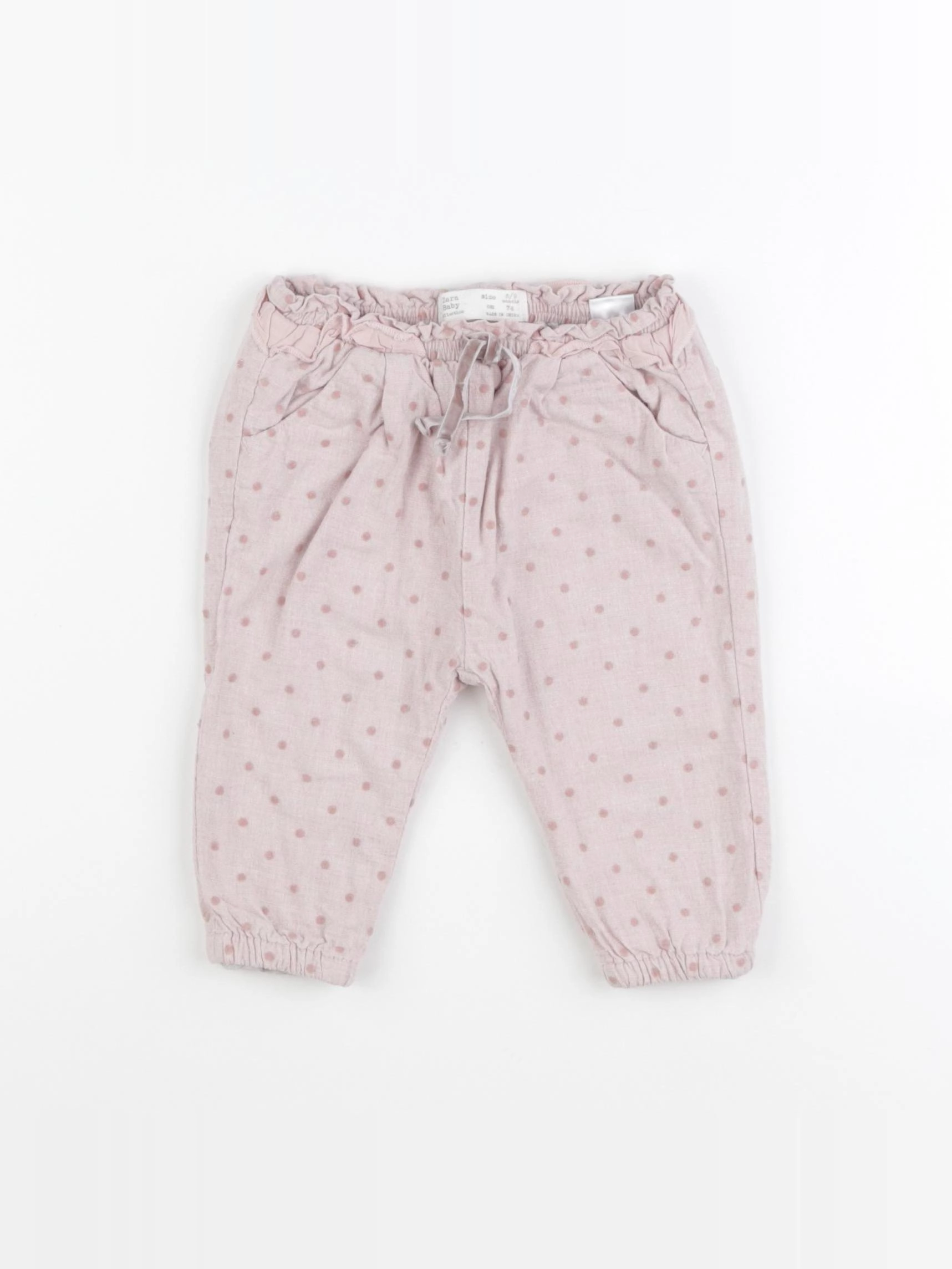 Zara - pantalon doublé rose - 6/9 mois