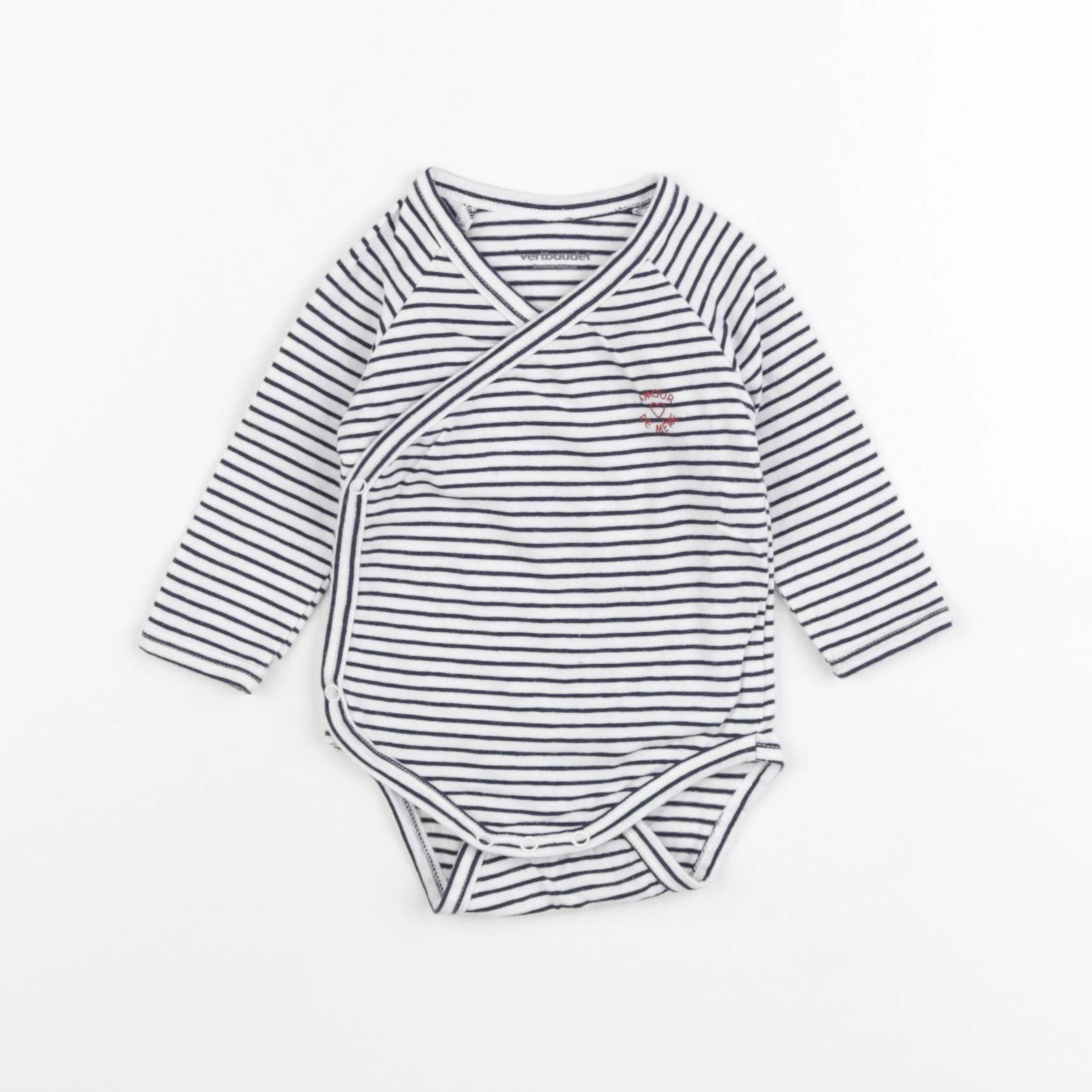 Vertbaudet - body bleu, blanc - 9 mois
