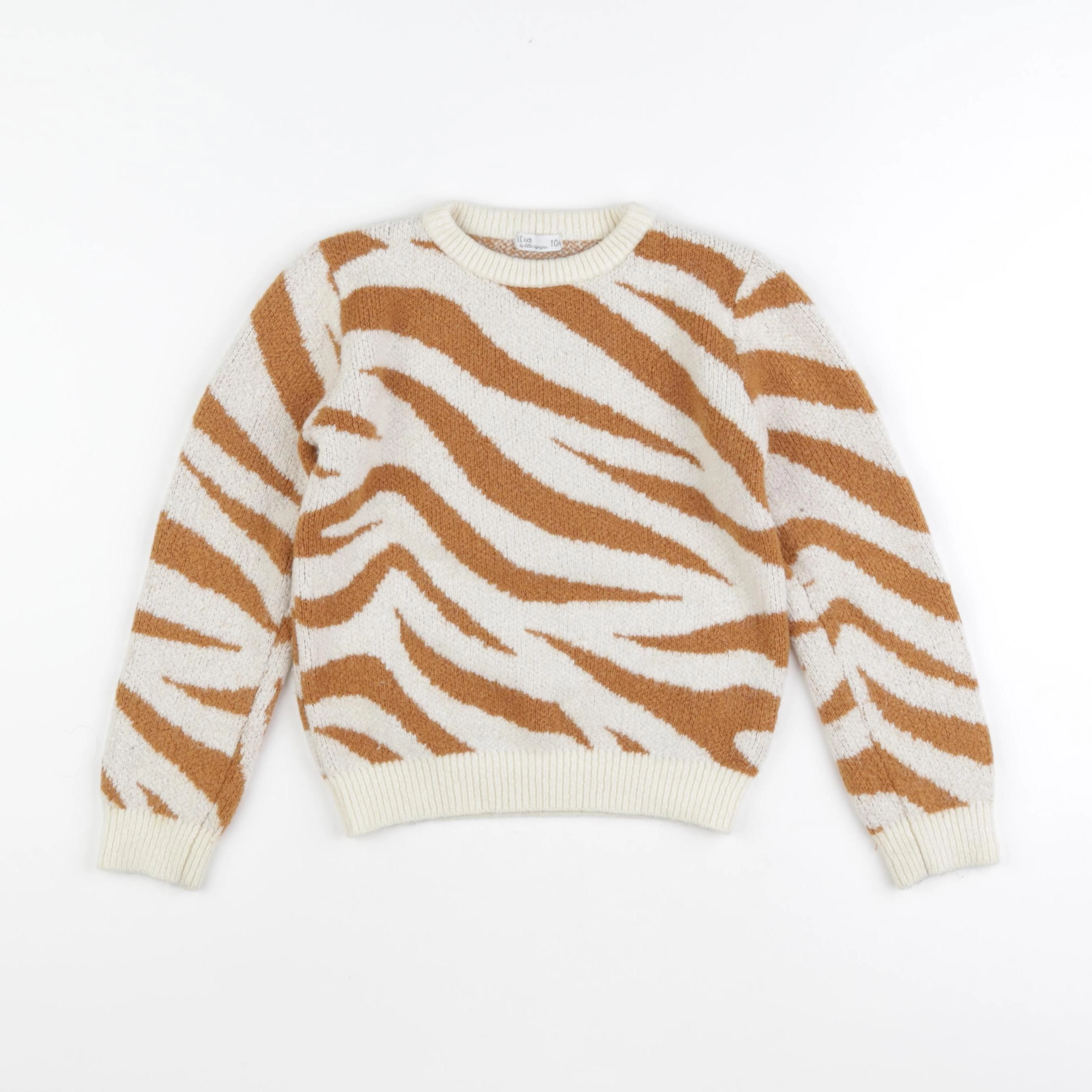 Little Cigogne - pull blanc, marron - 10 ans