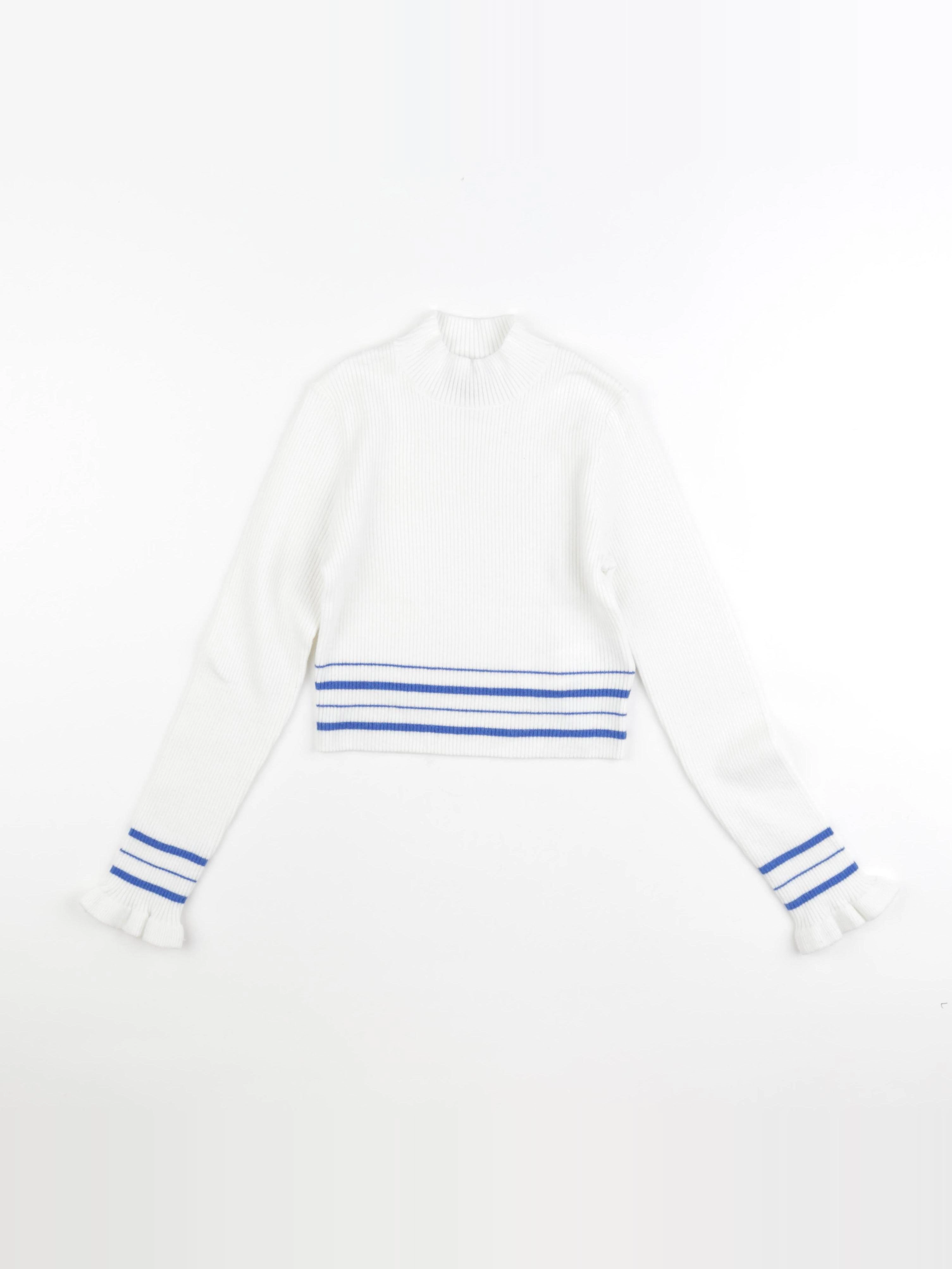 IKKS - pull blanc, bleu - 10 ans
