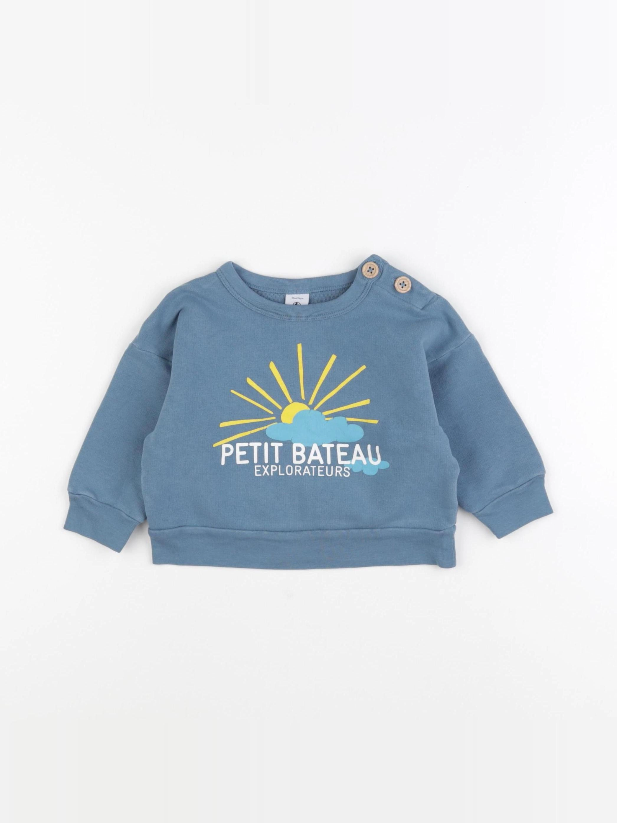 Petit Bateau - sweat bleu - 12 mois
