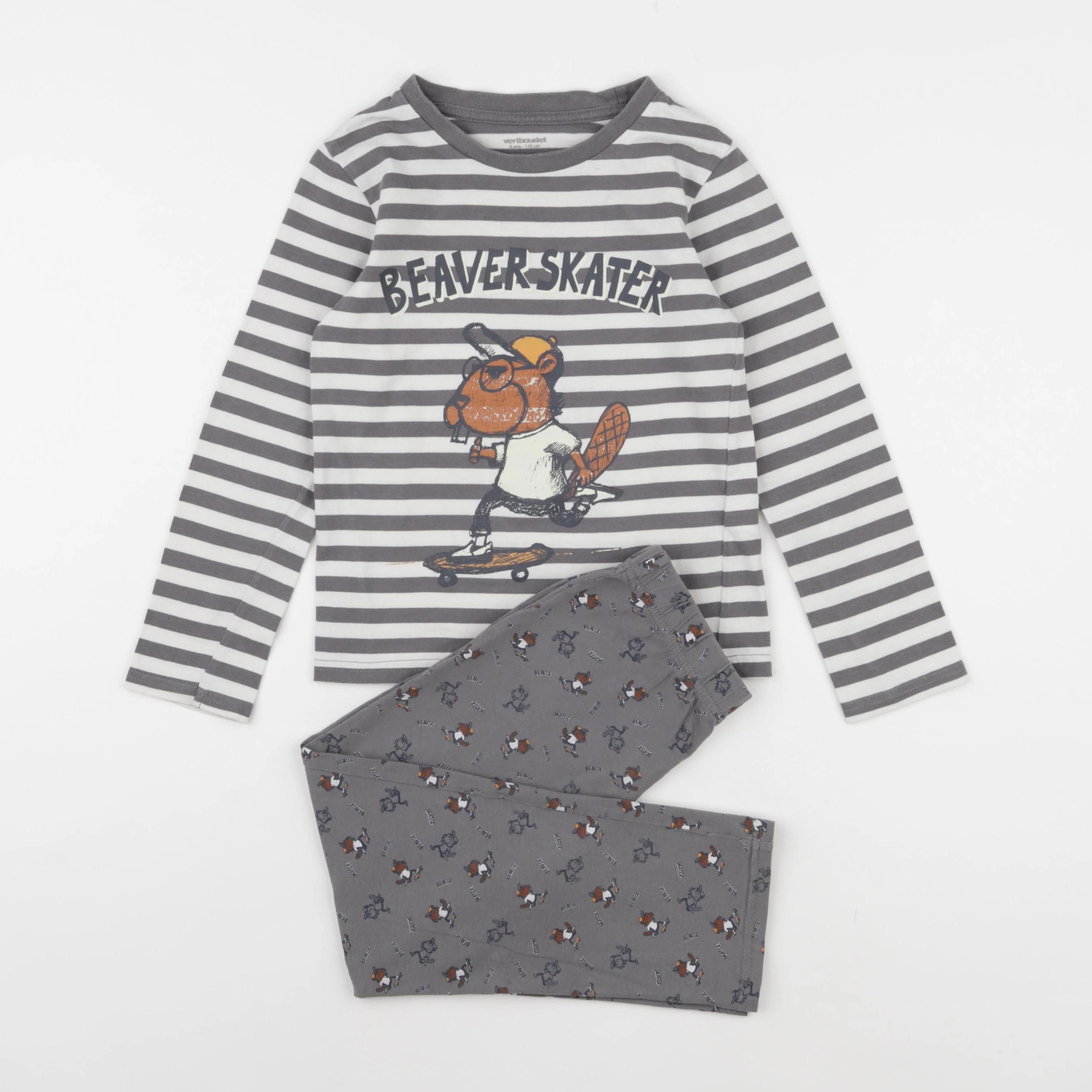 Vertbaudet - pyjama coton gris - 6 ans