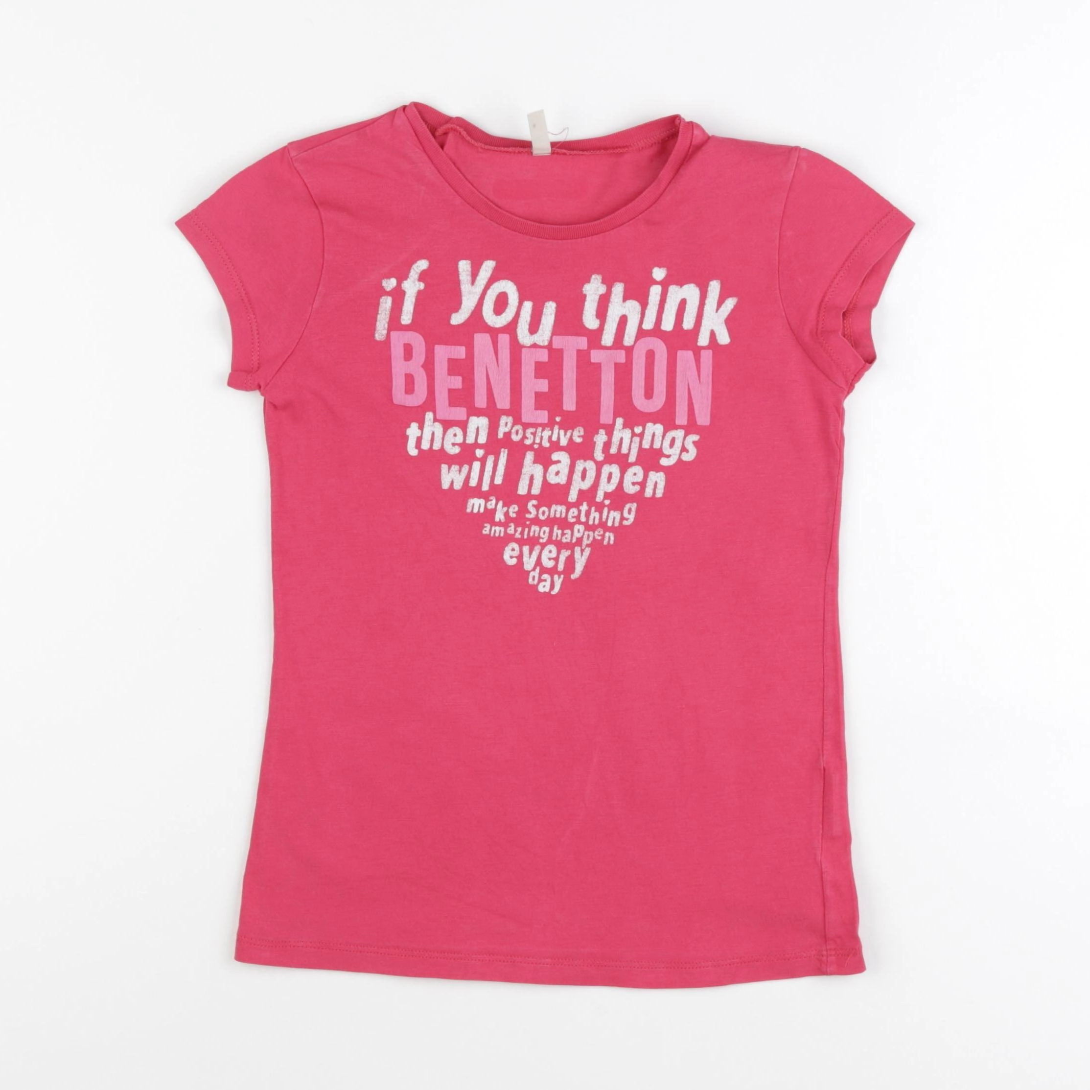 Benetton - tee-shirt rose - 7/8 ans