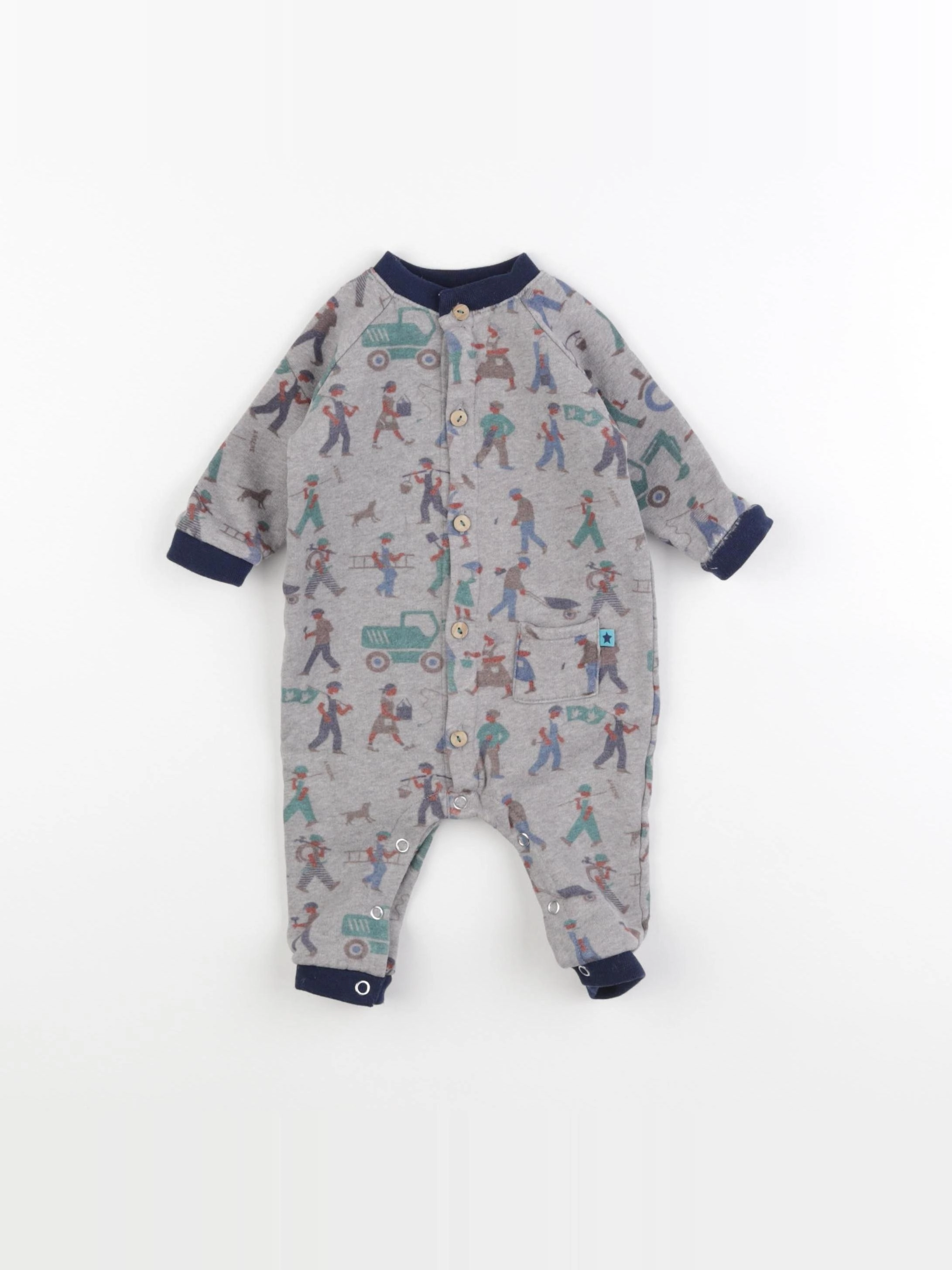 Arsène et les pipelettes - pyjama coton gris - 3 mois