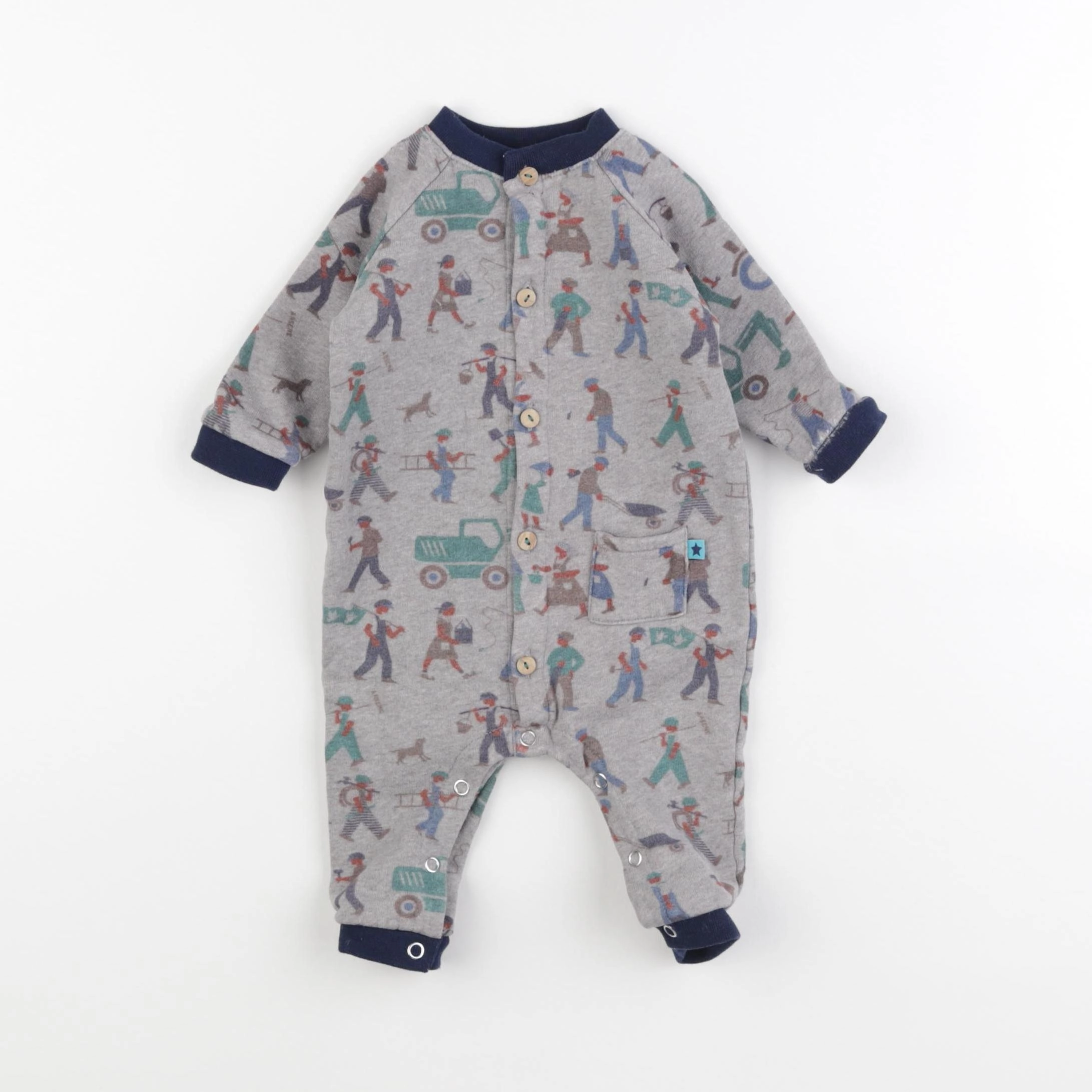 Arsène et les pipelettes - pyjama coton gris - 3 mois