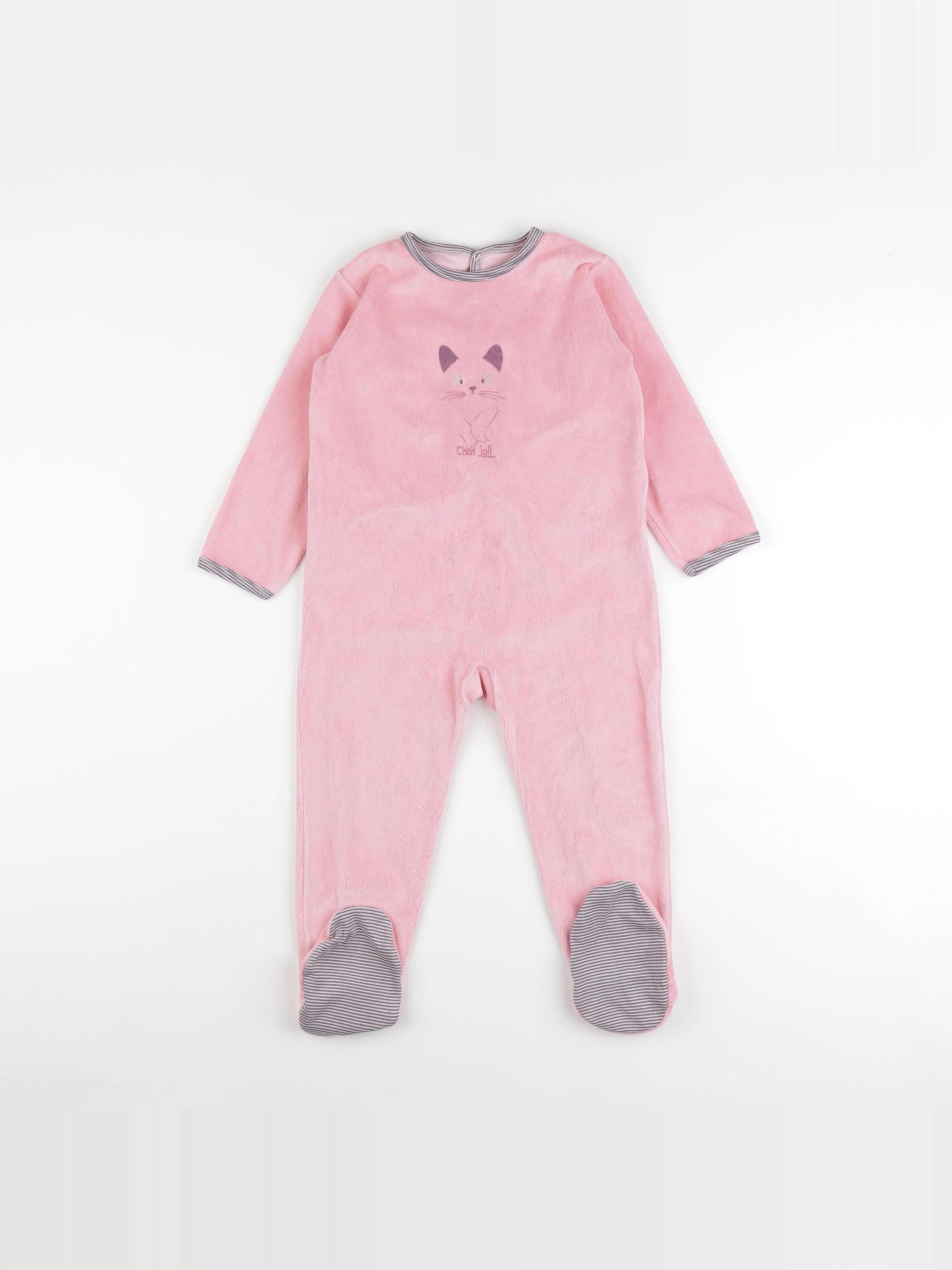 Petit Bateau - pyjama velours rose - 36 mois