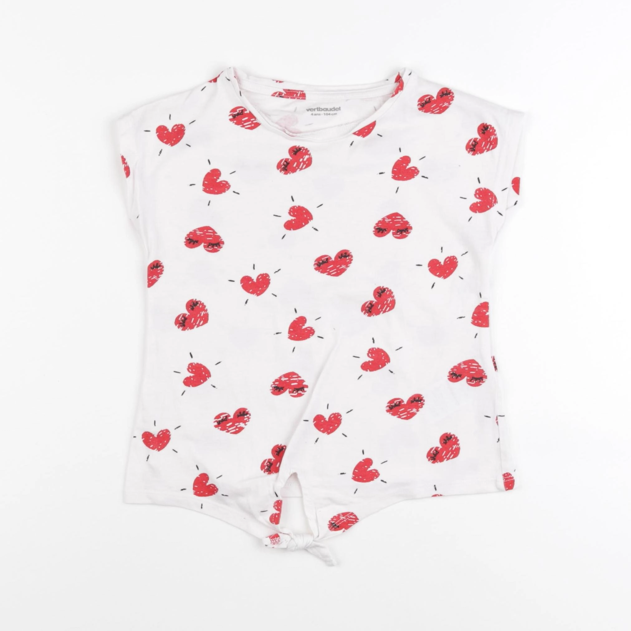 Vertbaudet - tee-shirt blanc, rouge - 4 ans