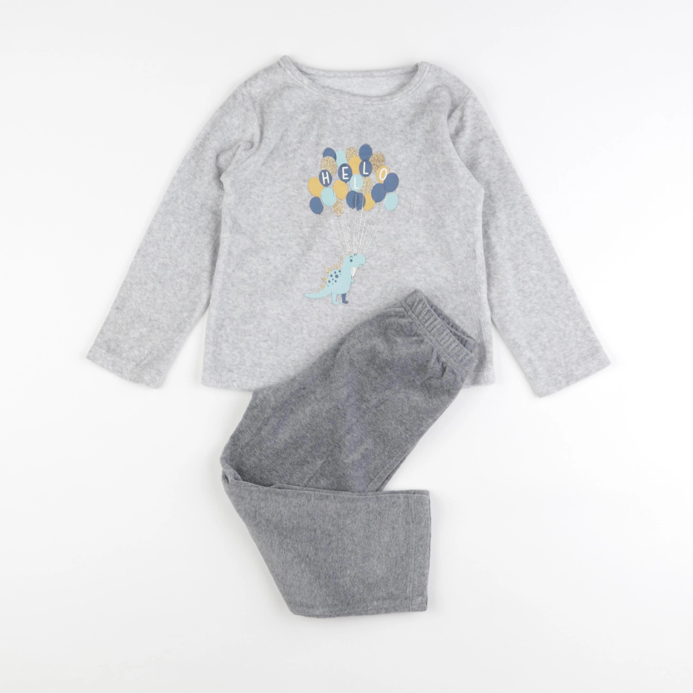 Vertbaudet - pyjama velours gris - 4 ans
