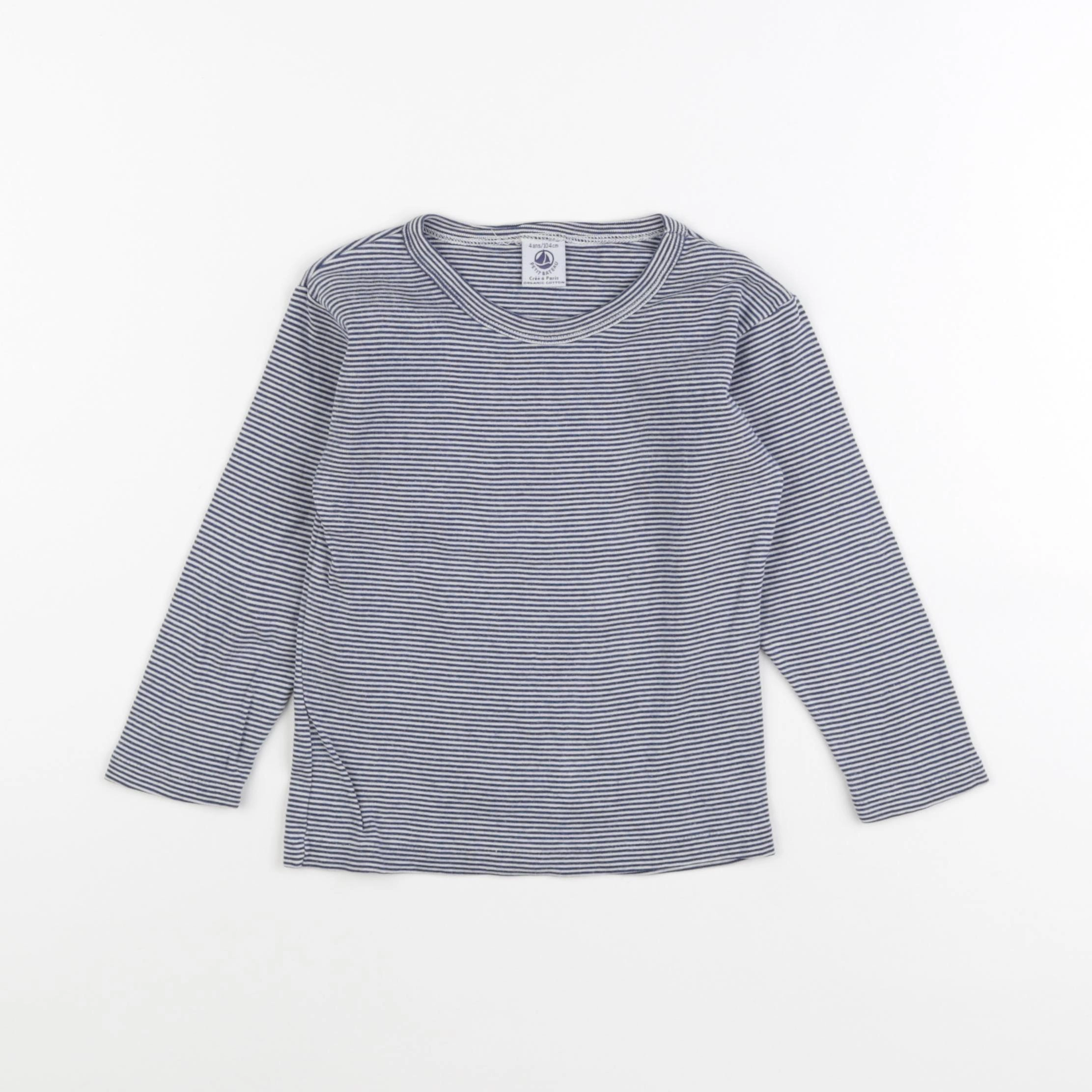 Petit Bateau - maillot de corps bleu, blanc - 4 ans