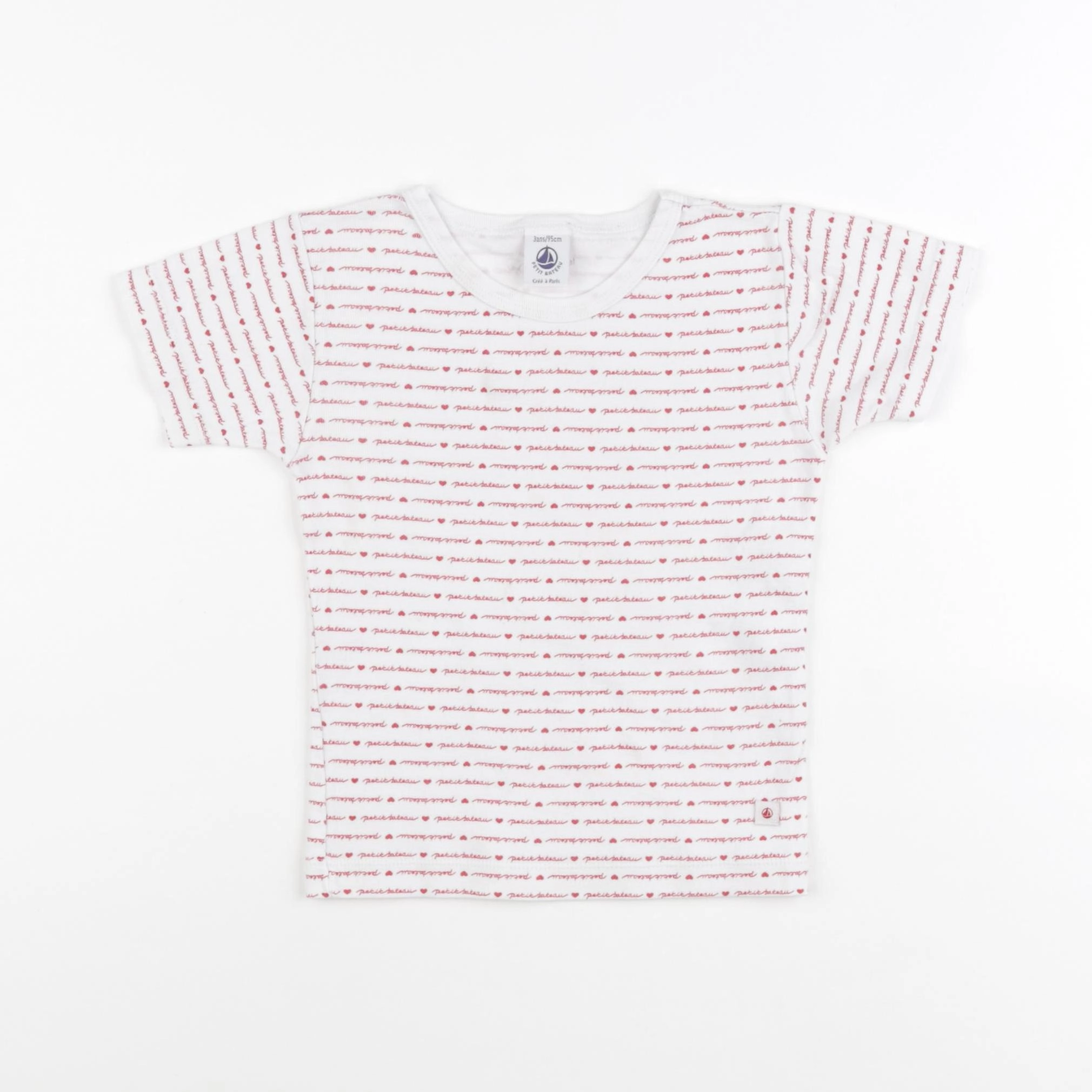 Petit Bateau - maillot de corps blanc, rouge - 3 ans