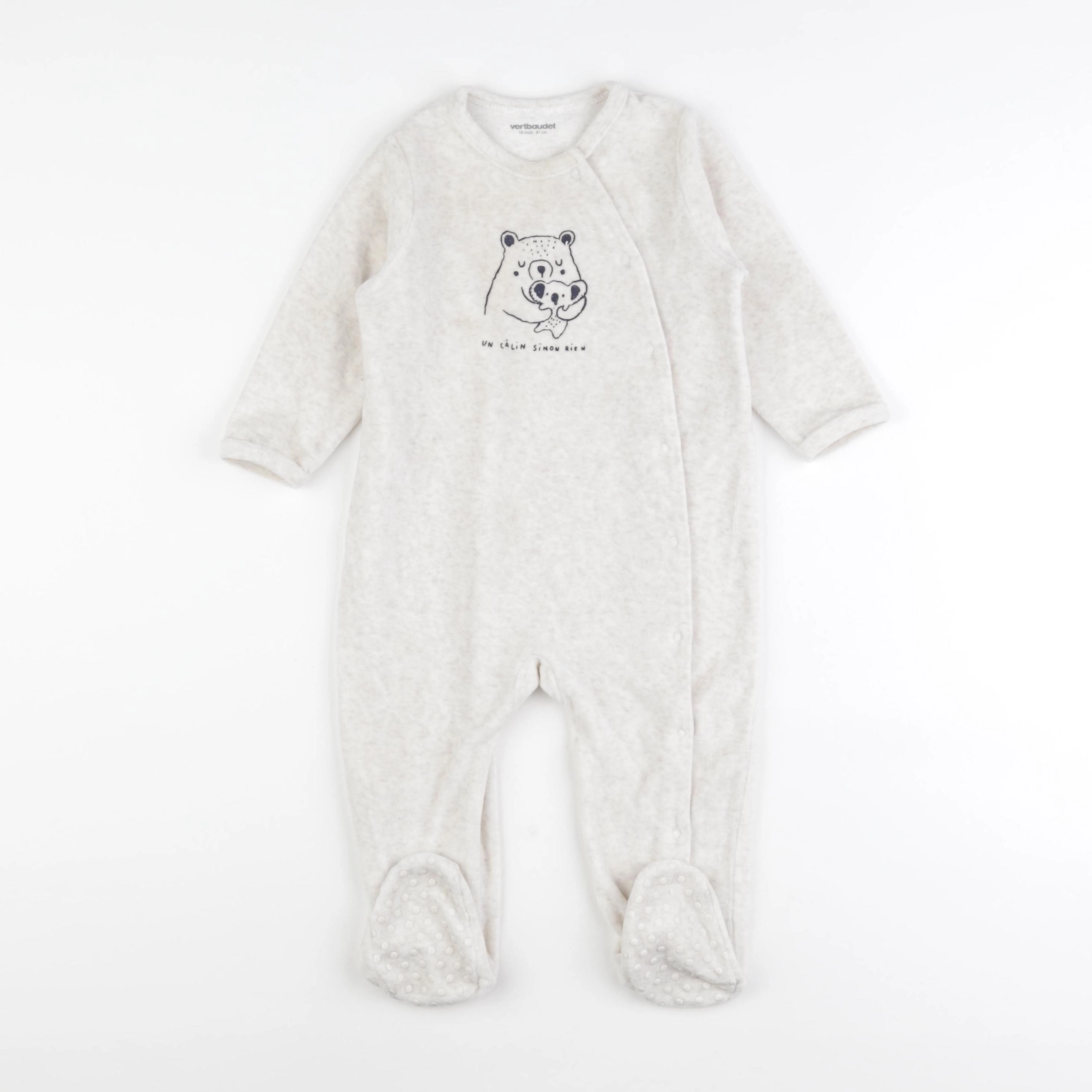 Vertbaudet - pyjama velours beige - 18 mois