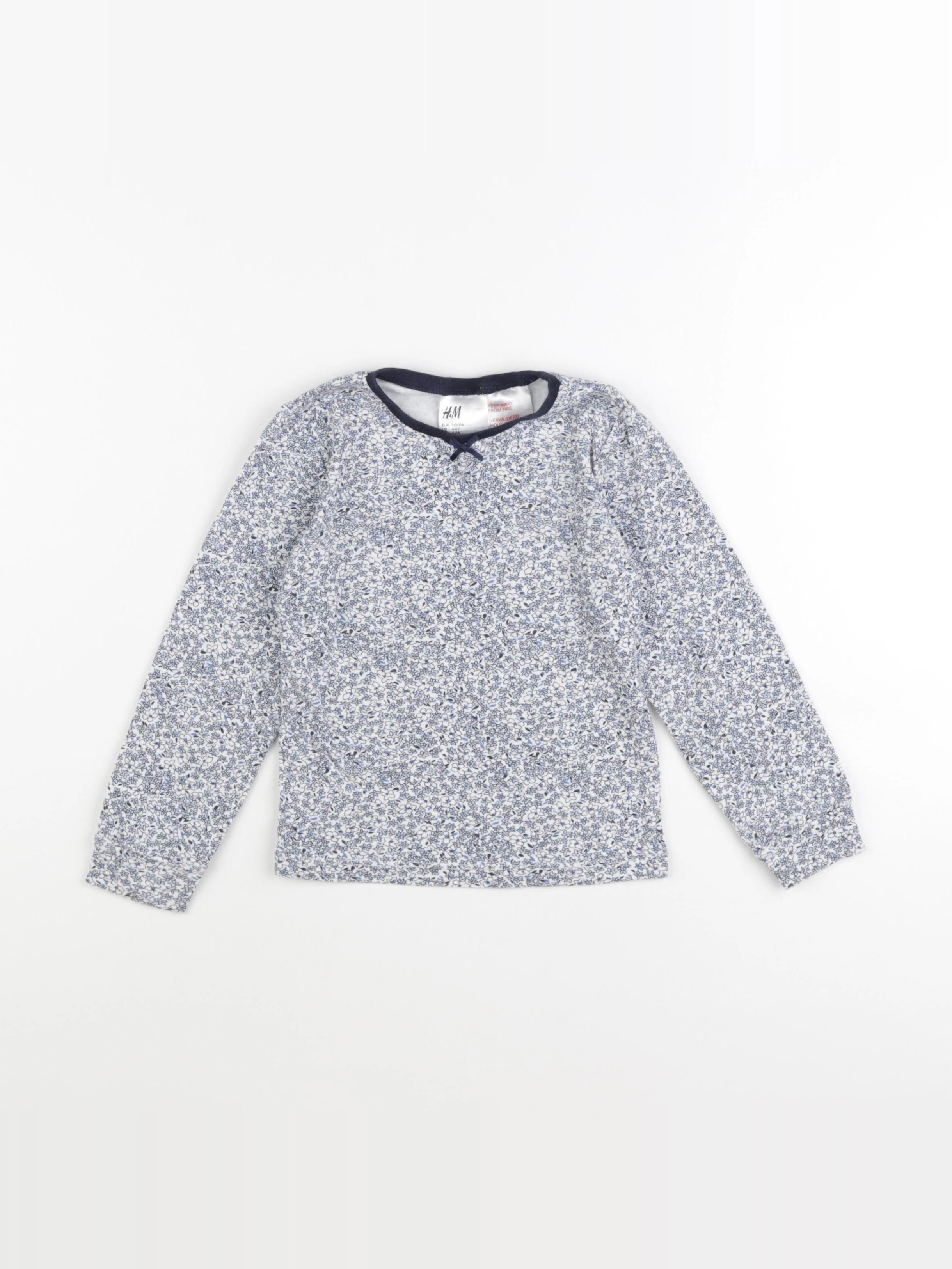 H&M - tee-shirt blanc, bleu - 4/6 ans
