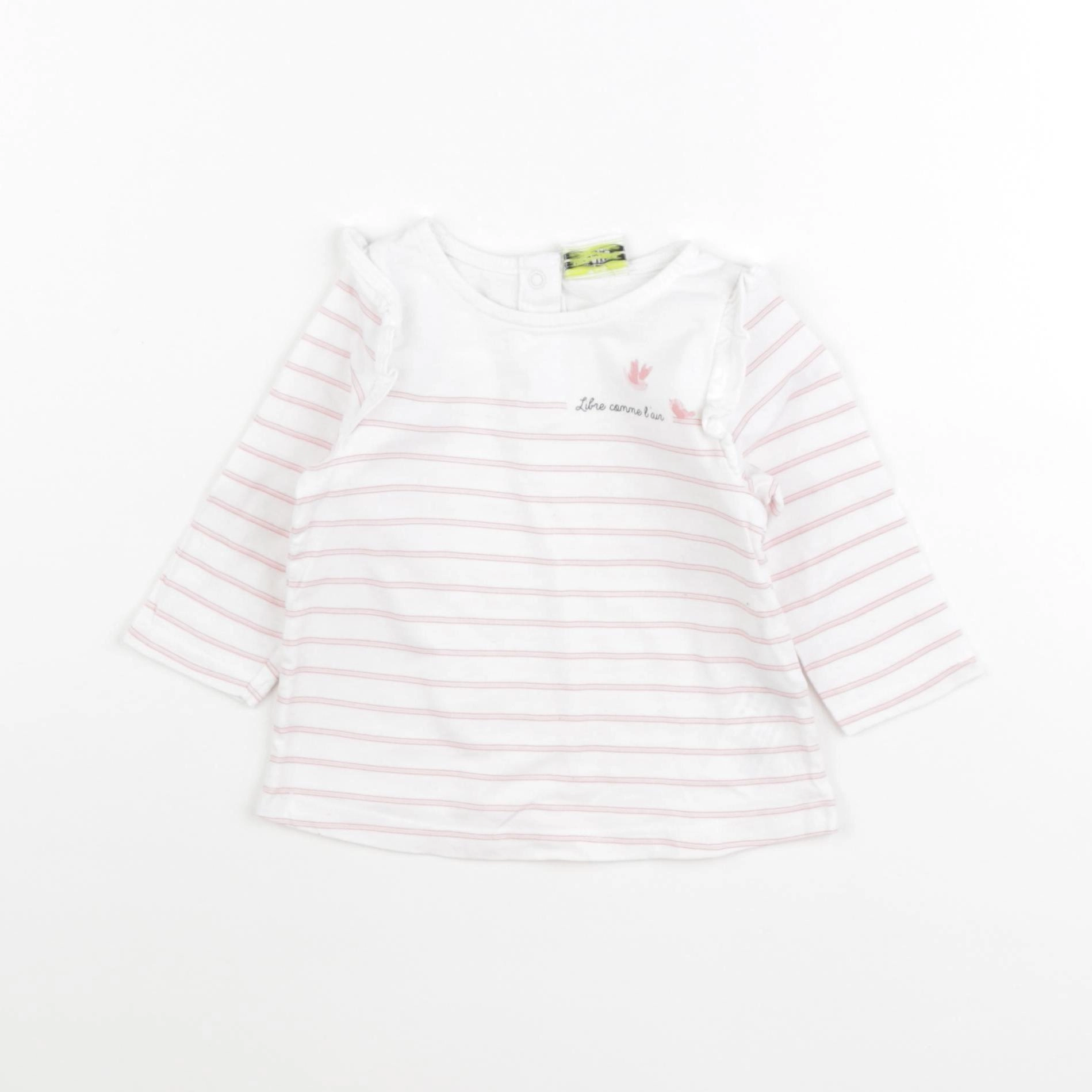 Tape à l'oeil - tee-shirt blanc, rose - 9 mois