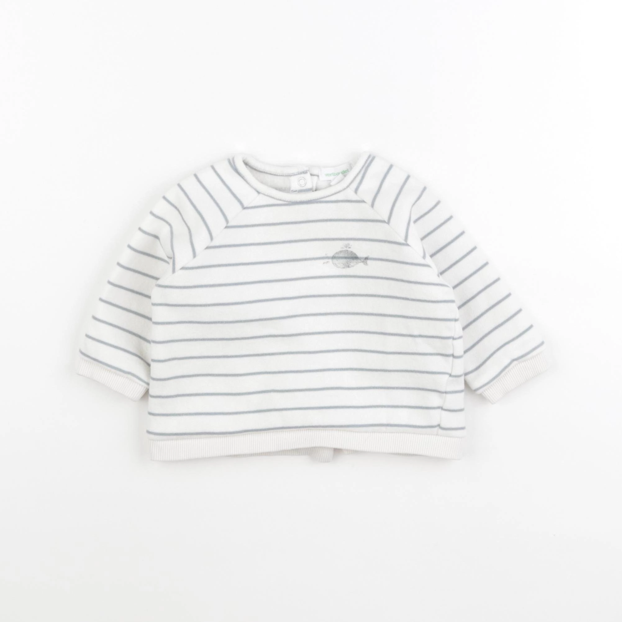 Vertbaudet - sweat blanc, bleu - 9 mois