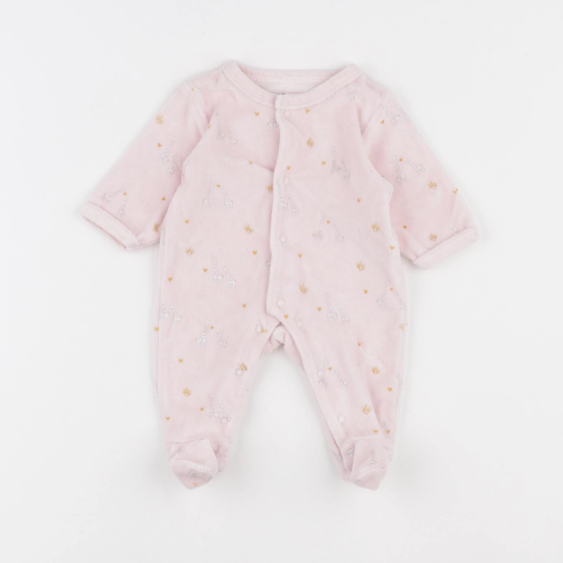 Vertbaudet - pyjama velours rose - 0 mois