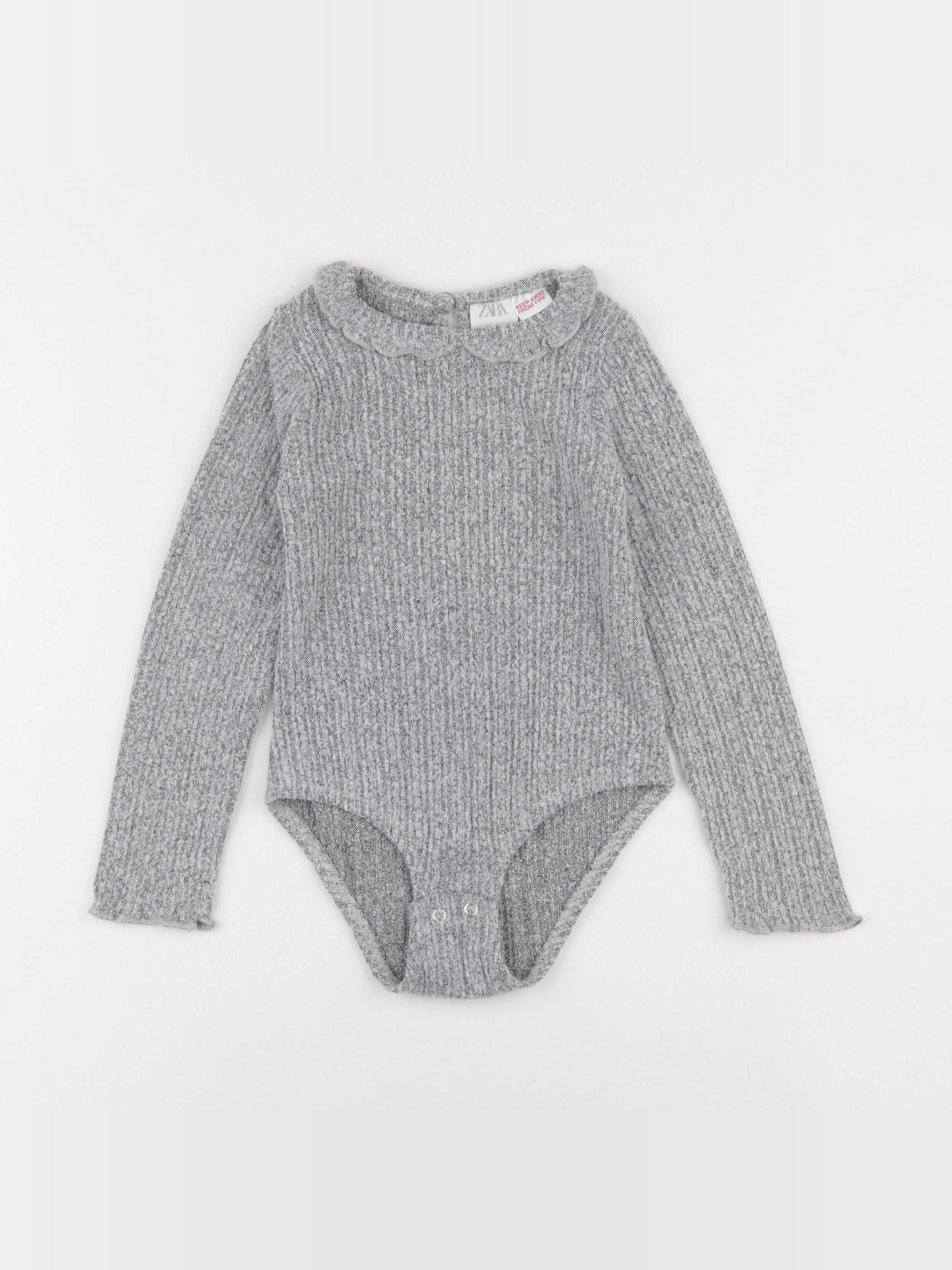 Zara - body tee-shirt gris - 4/5 ans