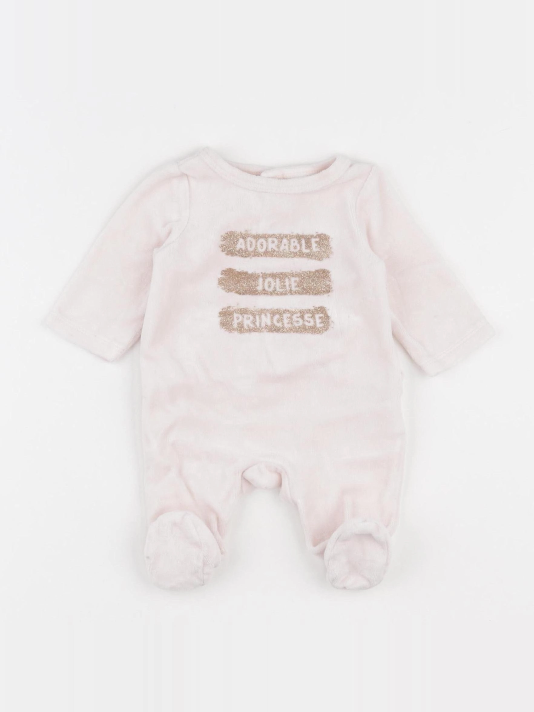 Tape à l'oeil - pyjama velours rose - 0 mois