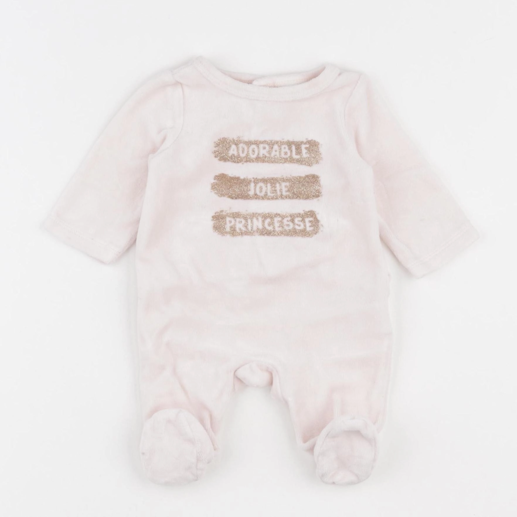 Tape à l'oeil - pyjama velours rose - 0 mois