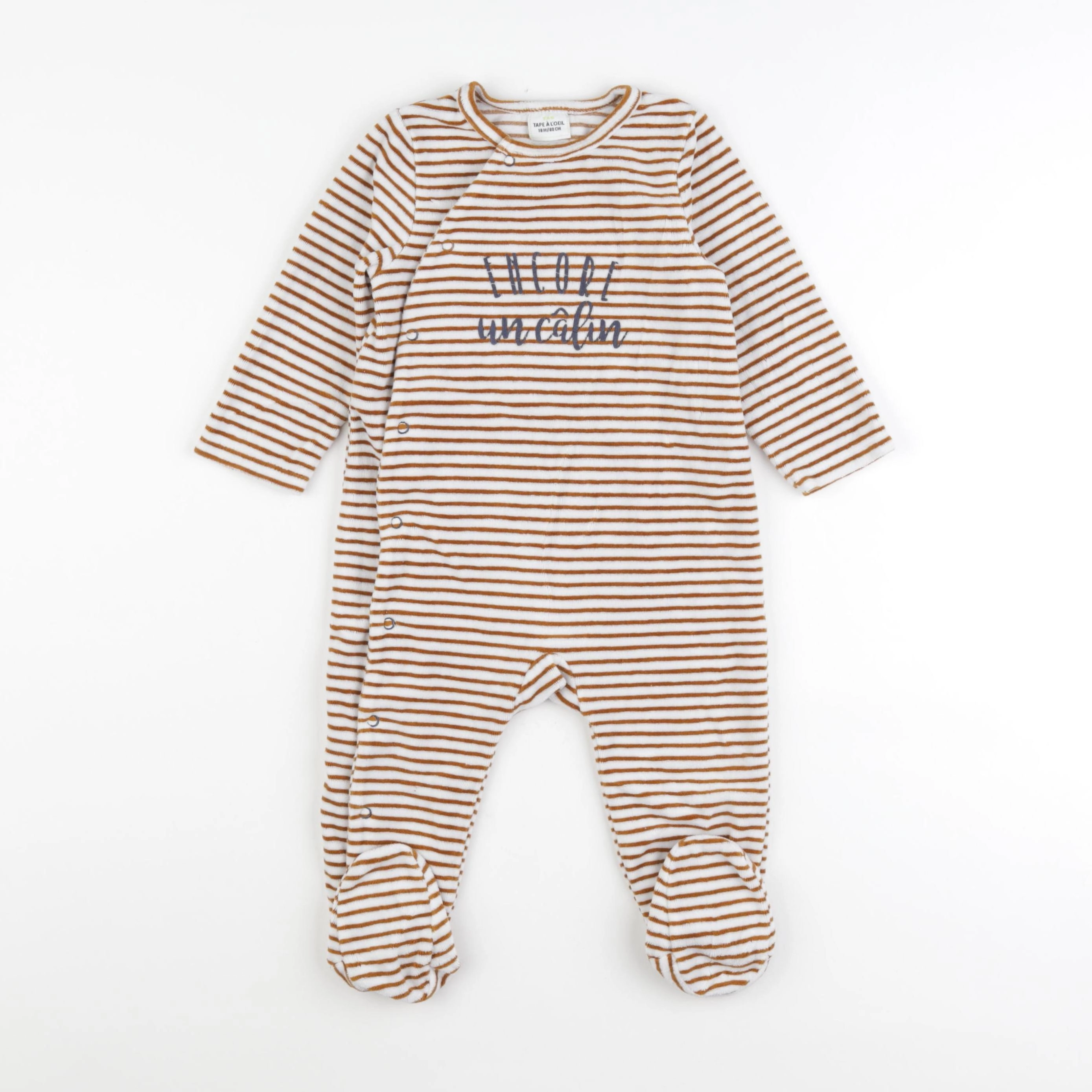 Tape à l'oeil - pyjama velours blanc, marron - 18 mois