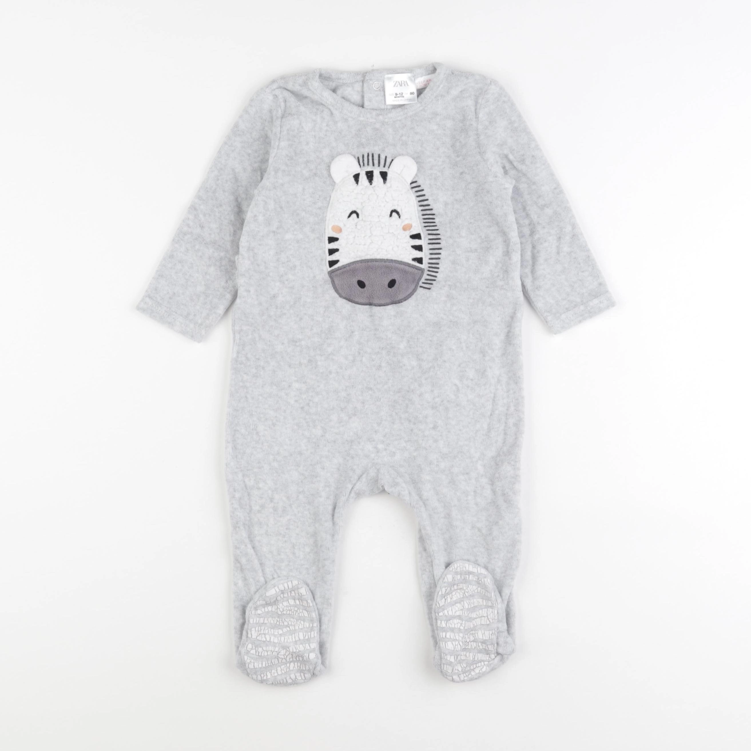 Zara - pyjama velours gris - 9/12 mois