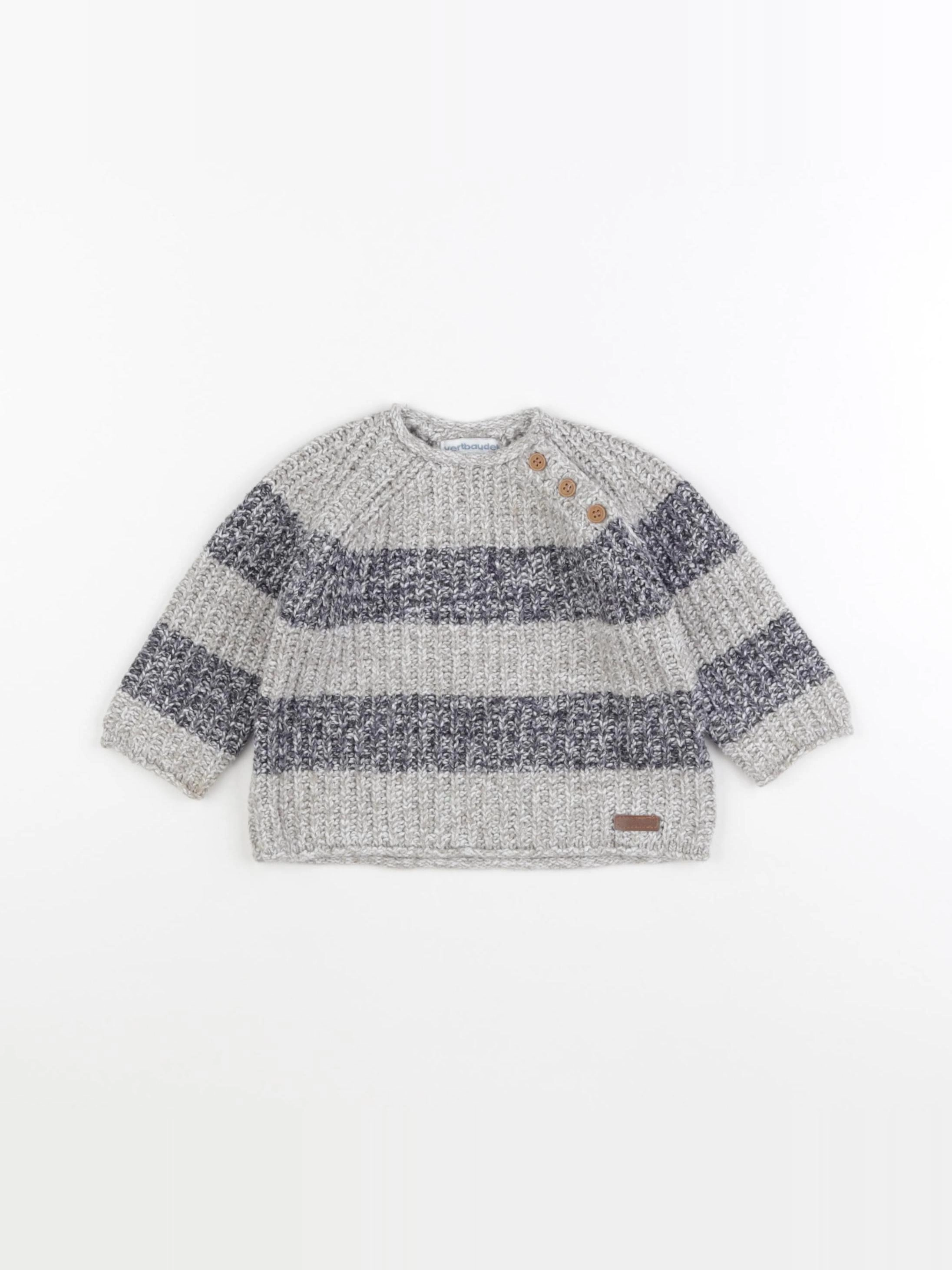 Vertbaudet - pull gris - 6 mois
