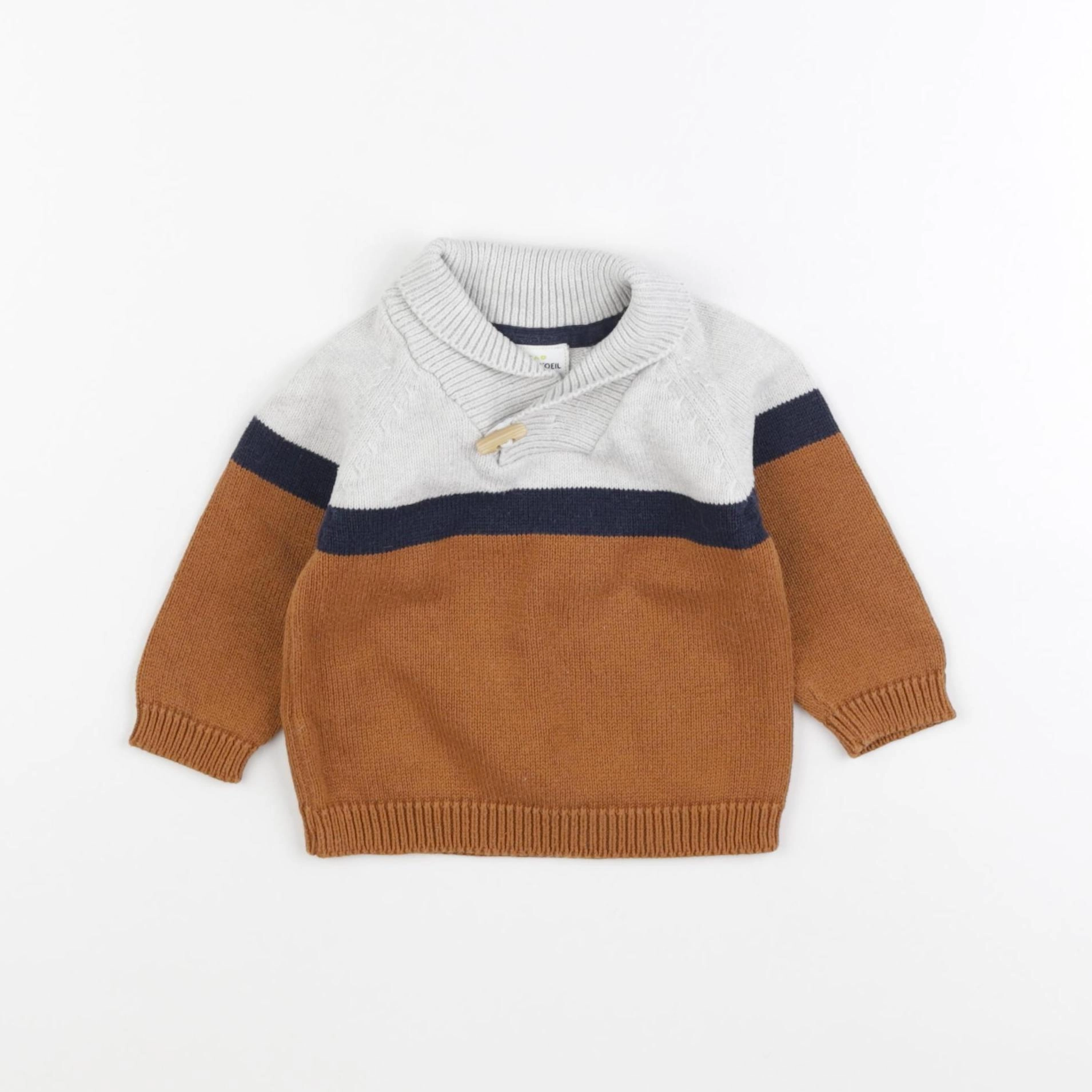 Tape à l'oeil - pull gris, marron - 9 mois