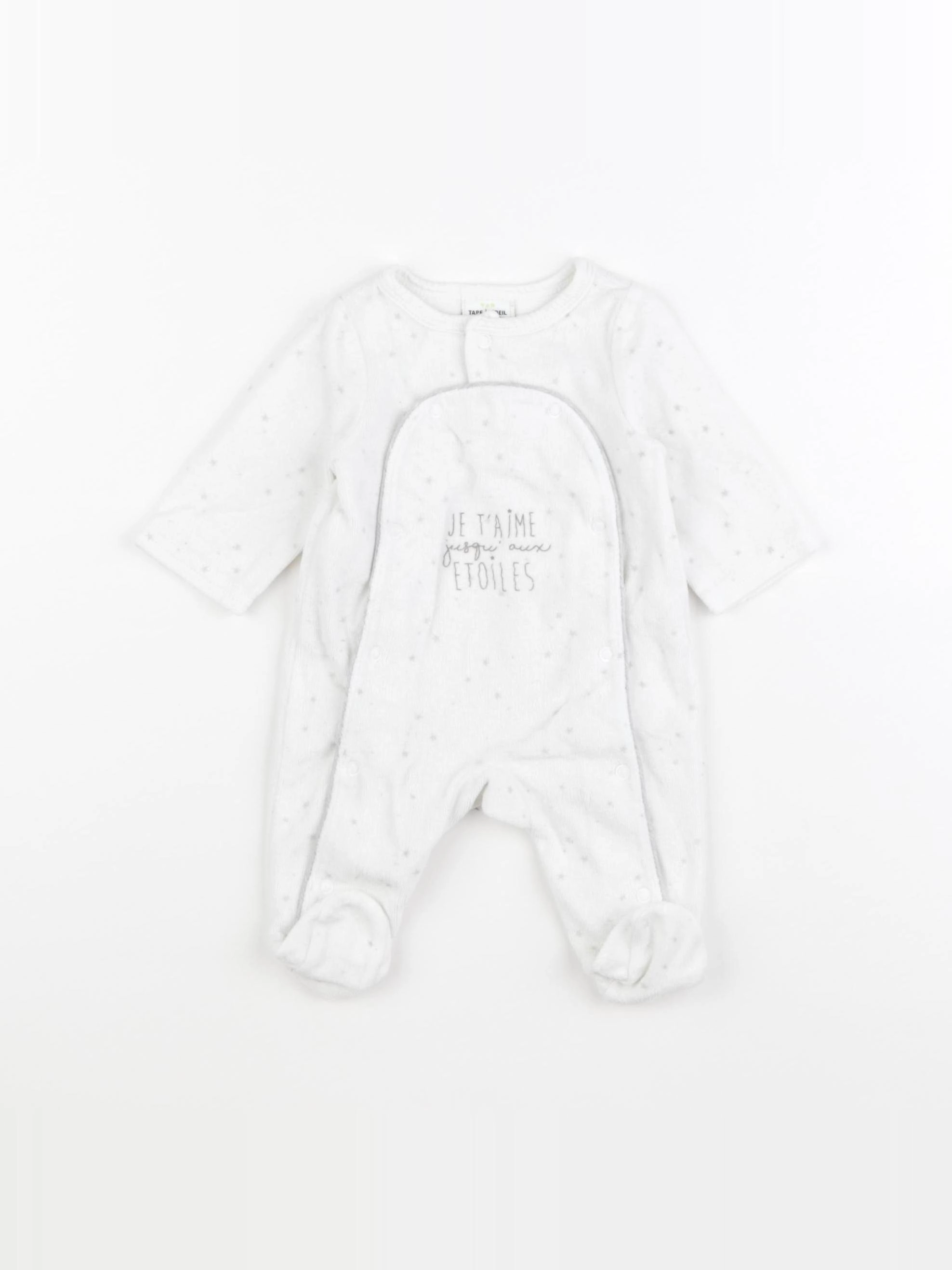 Tape à l'oeil - pyjama velours blanc - 1 mois