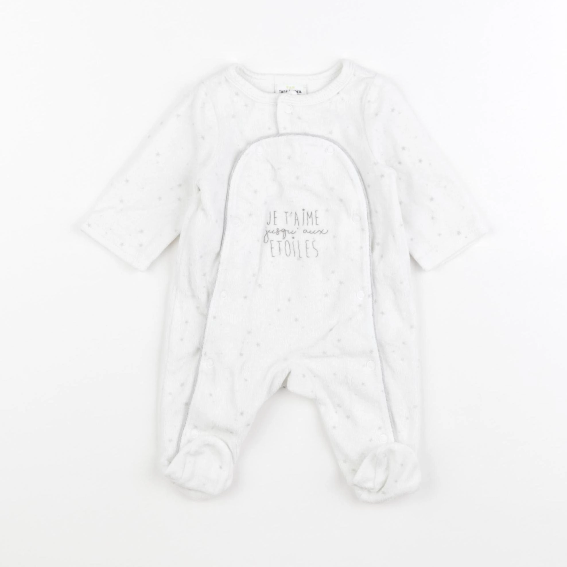 Tape à l'oeil - pyjama velours blanc - 1 mois