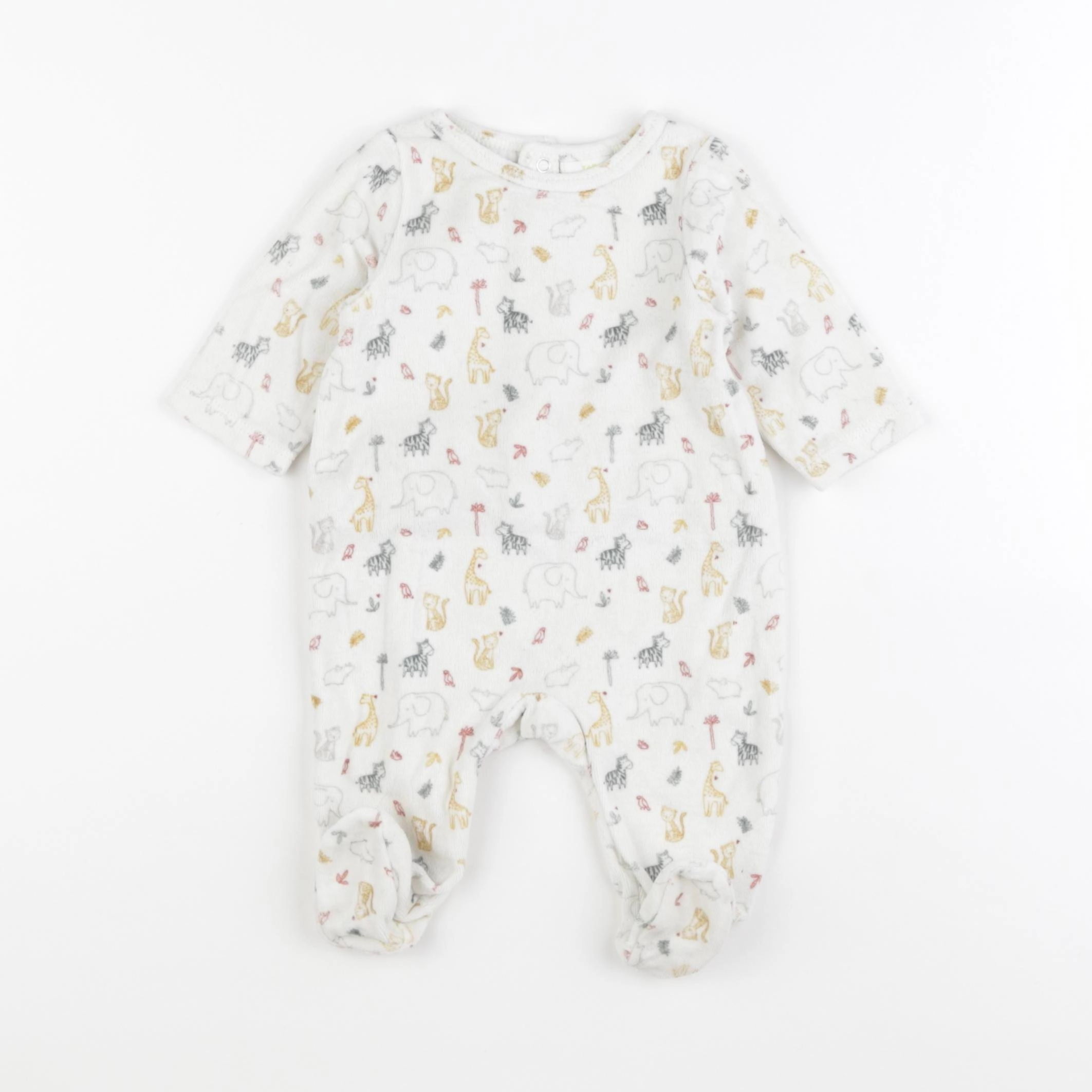 Tape à l'oeil - pyjama velours blanc - 3 mois