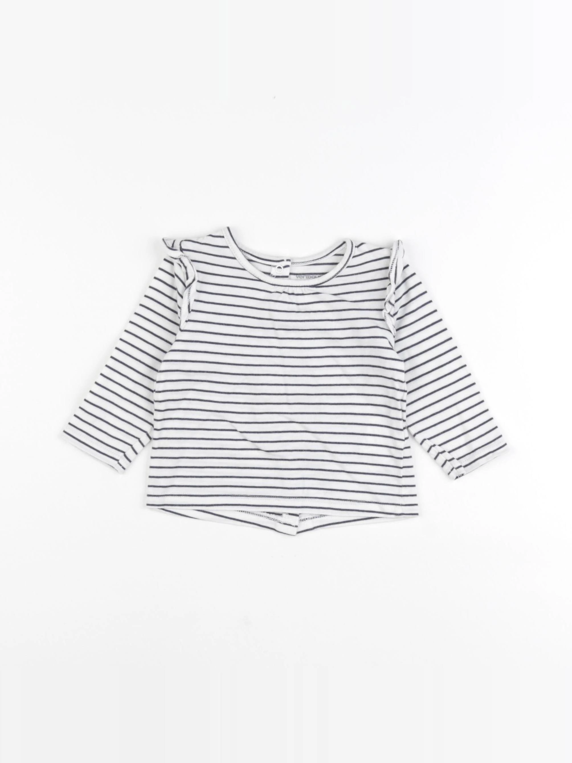 Vertbaudet - tee-shirt blanc, bleu - 6 mois
