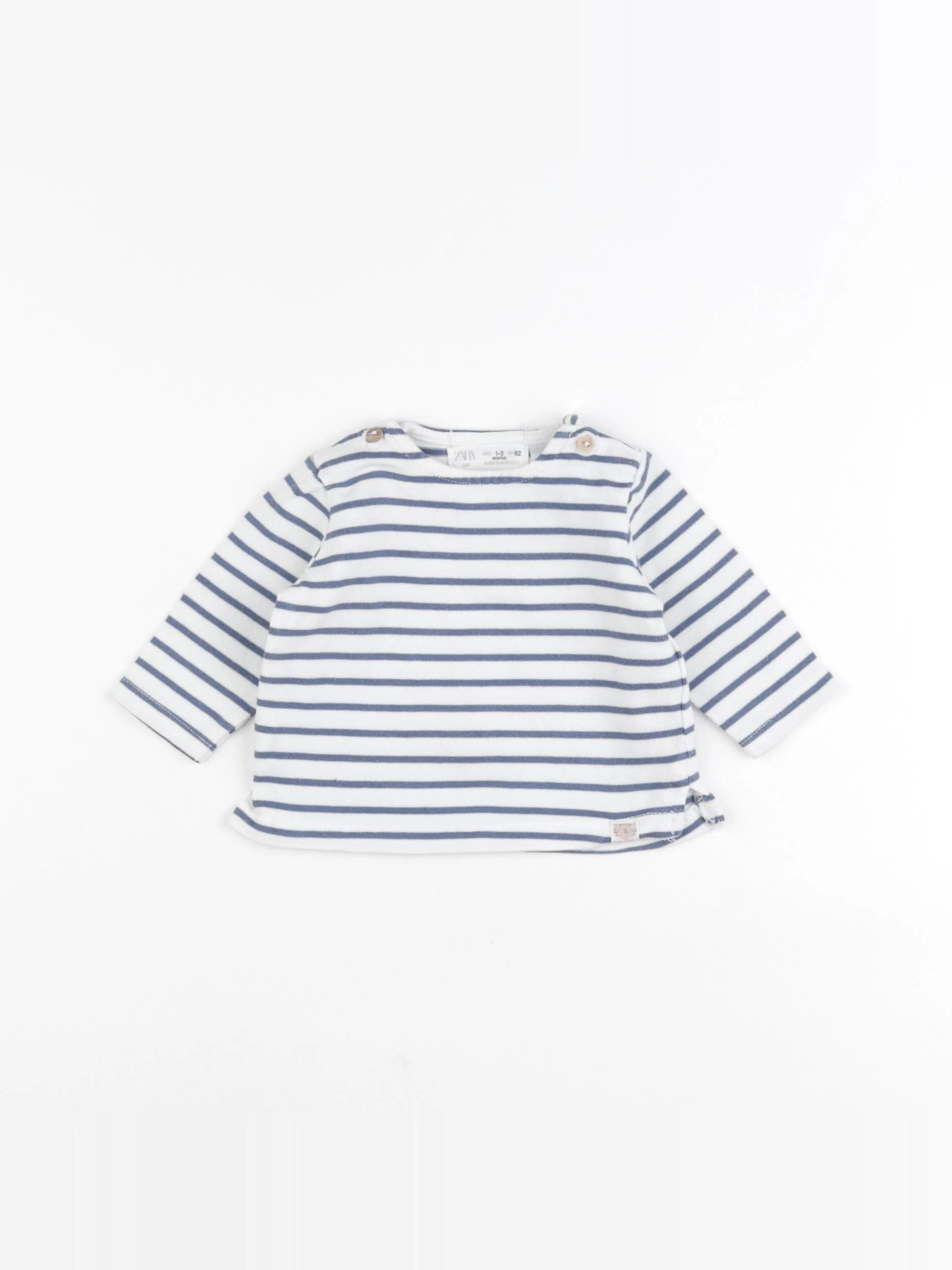 Zara - tee-shirt blanc, bleu - 1/3 mois
