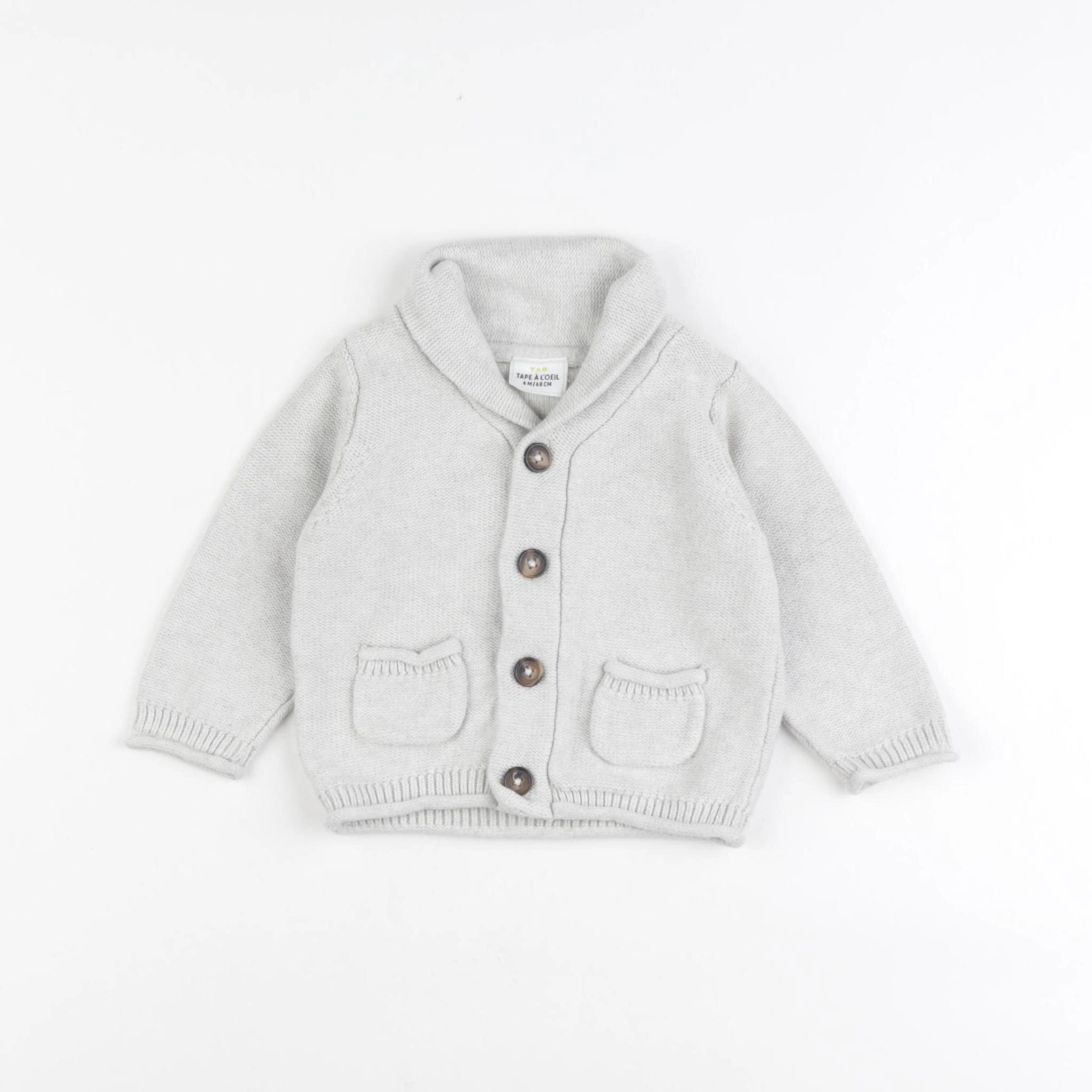 Tape à l'oeil - gilet gris - 6 mois