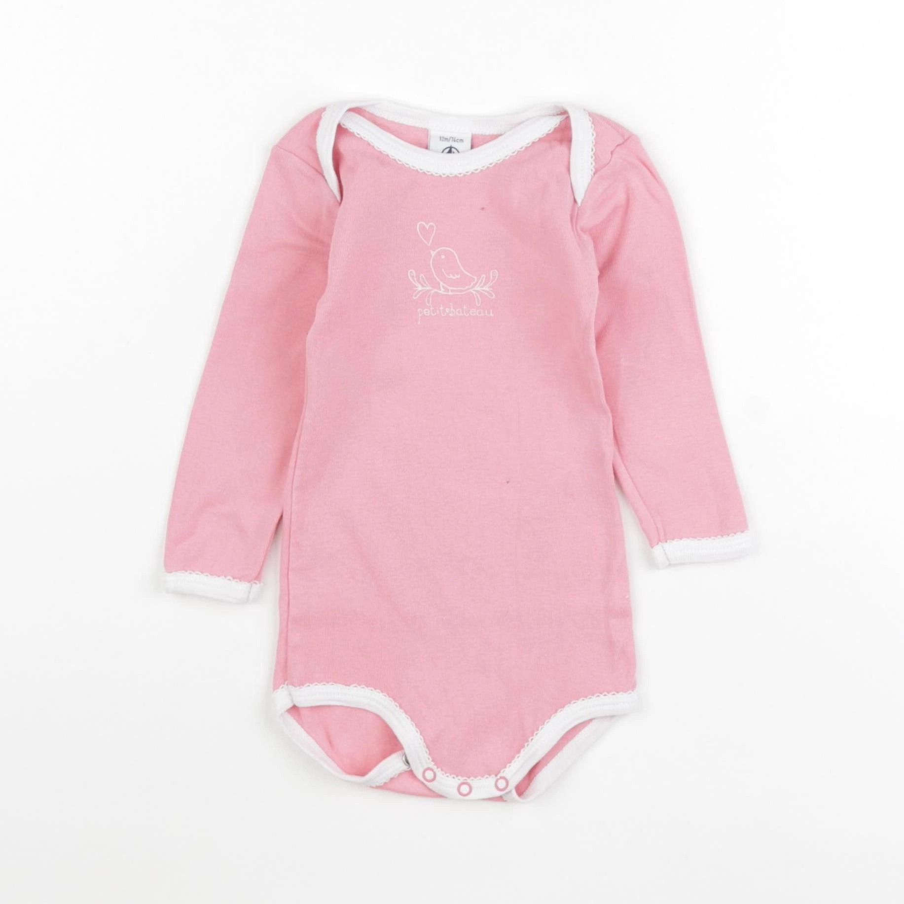 Petit Bateau - body rose - 12 mois